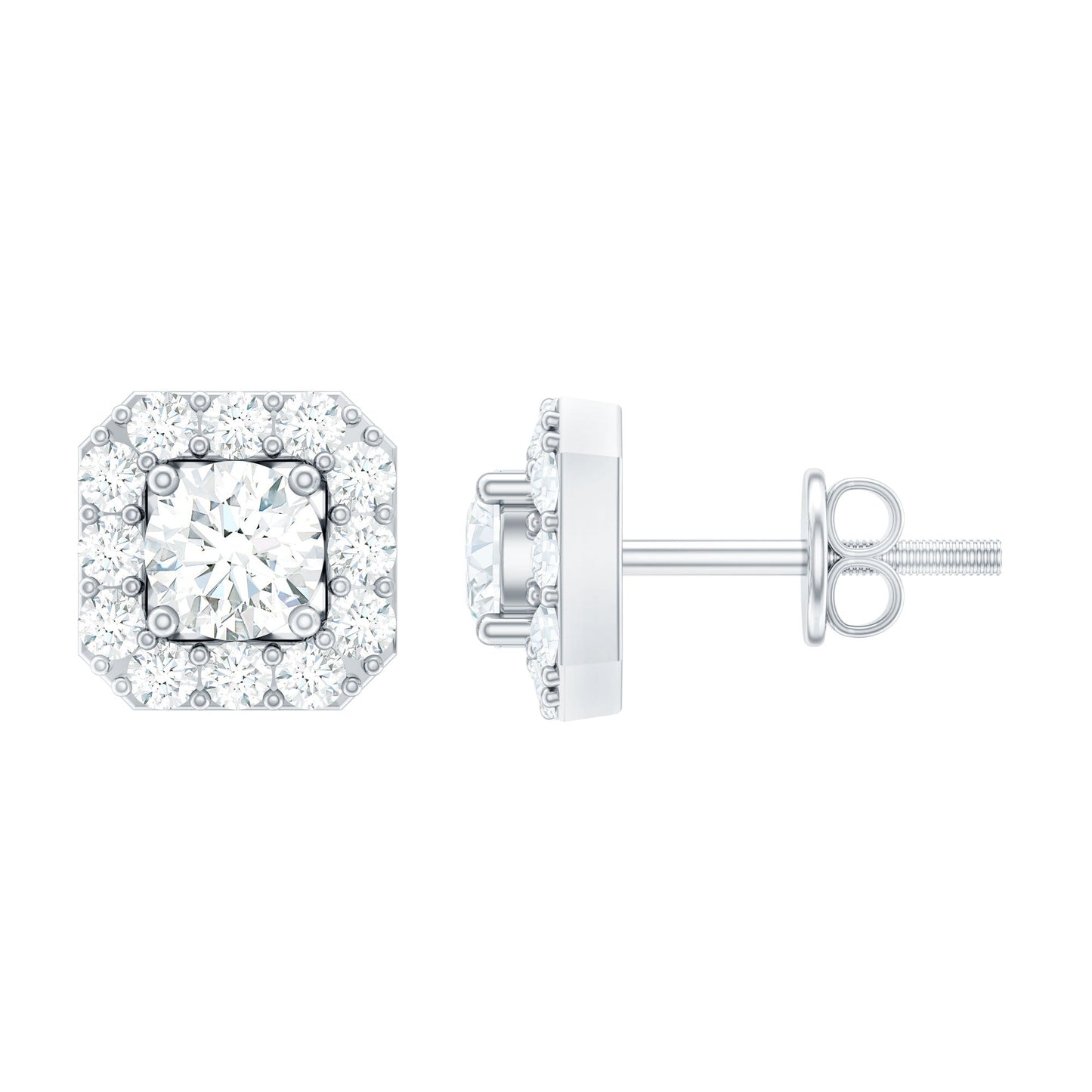 1/4 CT Solitaire Diamond Stud Earrings with Halo