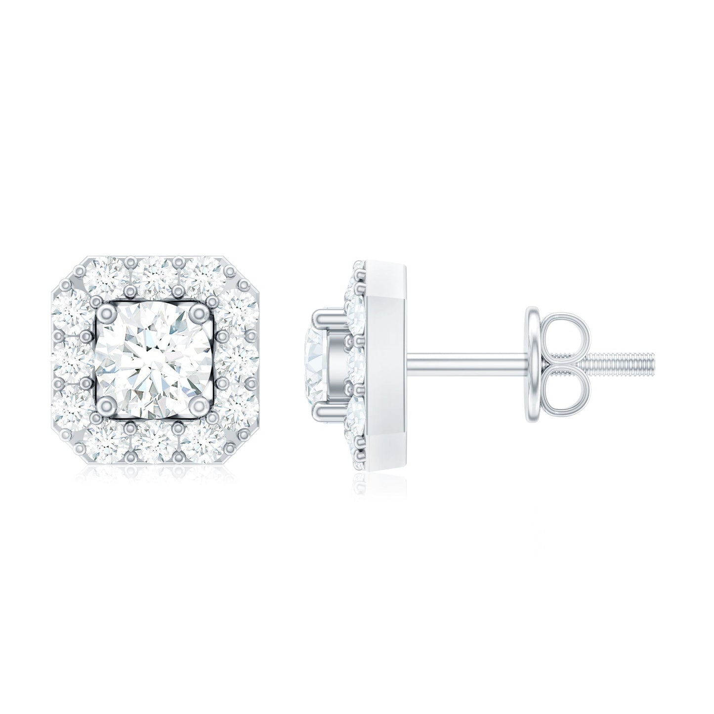 1/4 CT Solitaire Diamond Stud Earrings with Halo