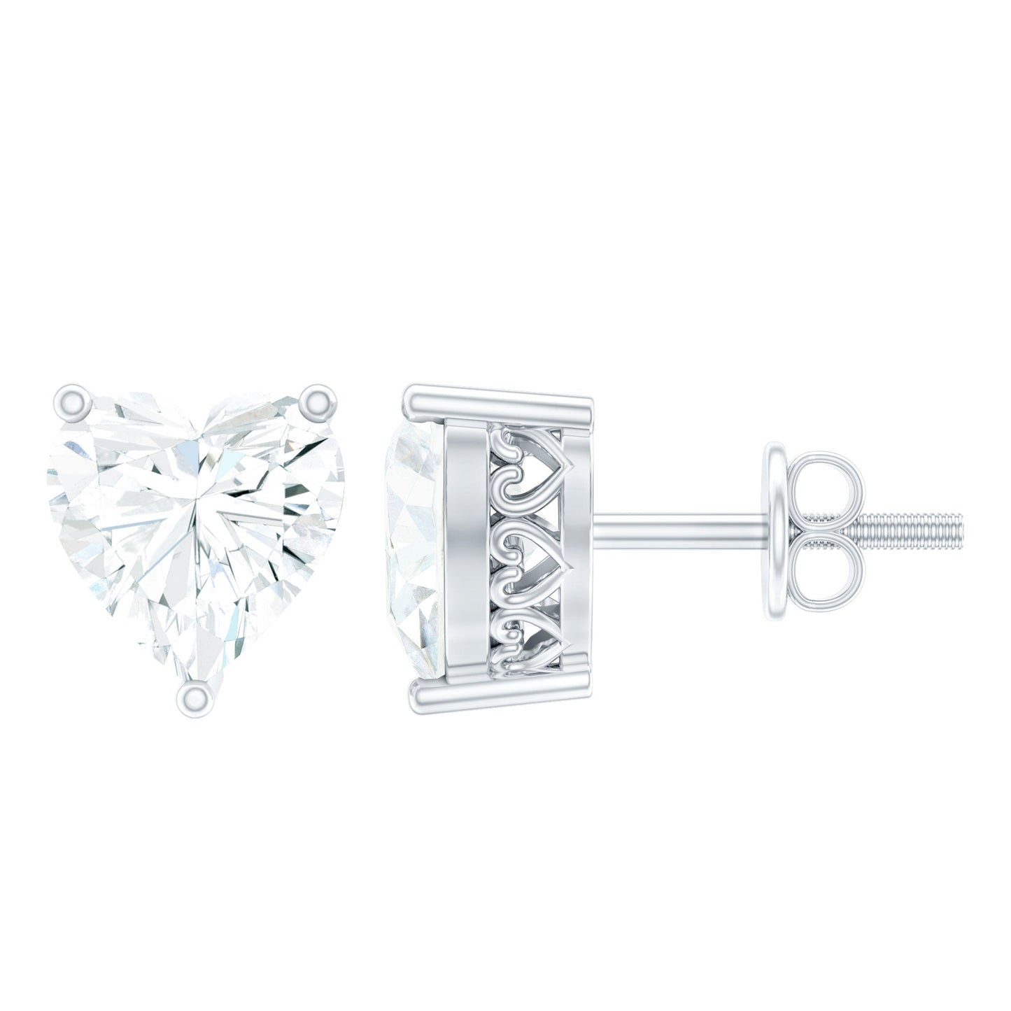 Certified 3 Carat Moissanite Heart Earrings For Women