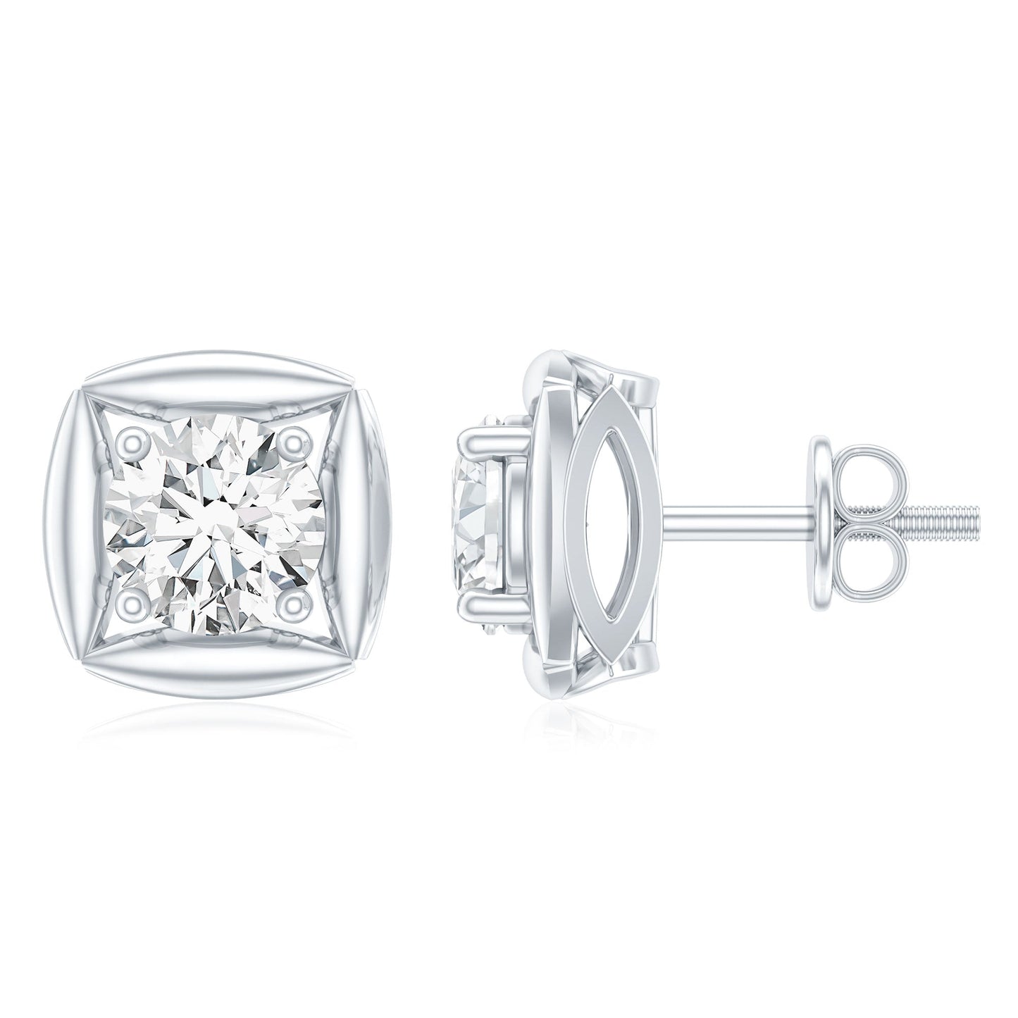 5 MM Round Lab Grown Diamond Stud Earrings With Screw Back