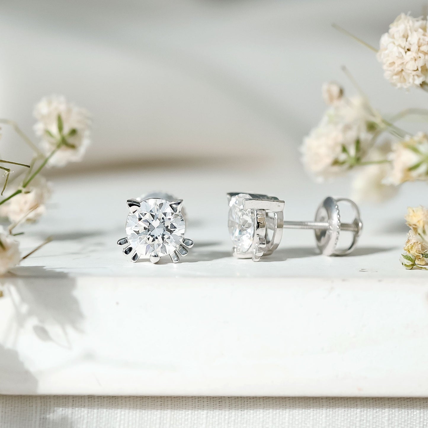 Certified 6MM Lab Grown Diamond Cute Cat Earrings