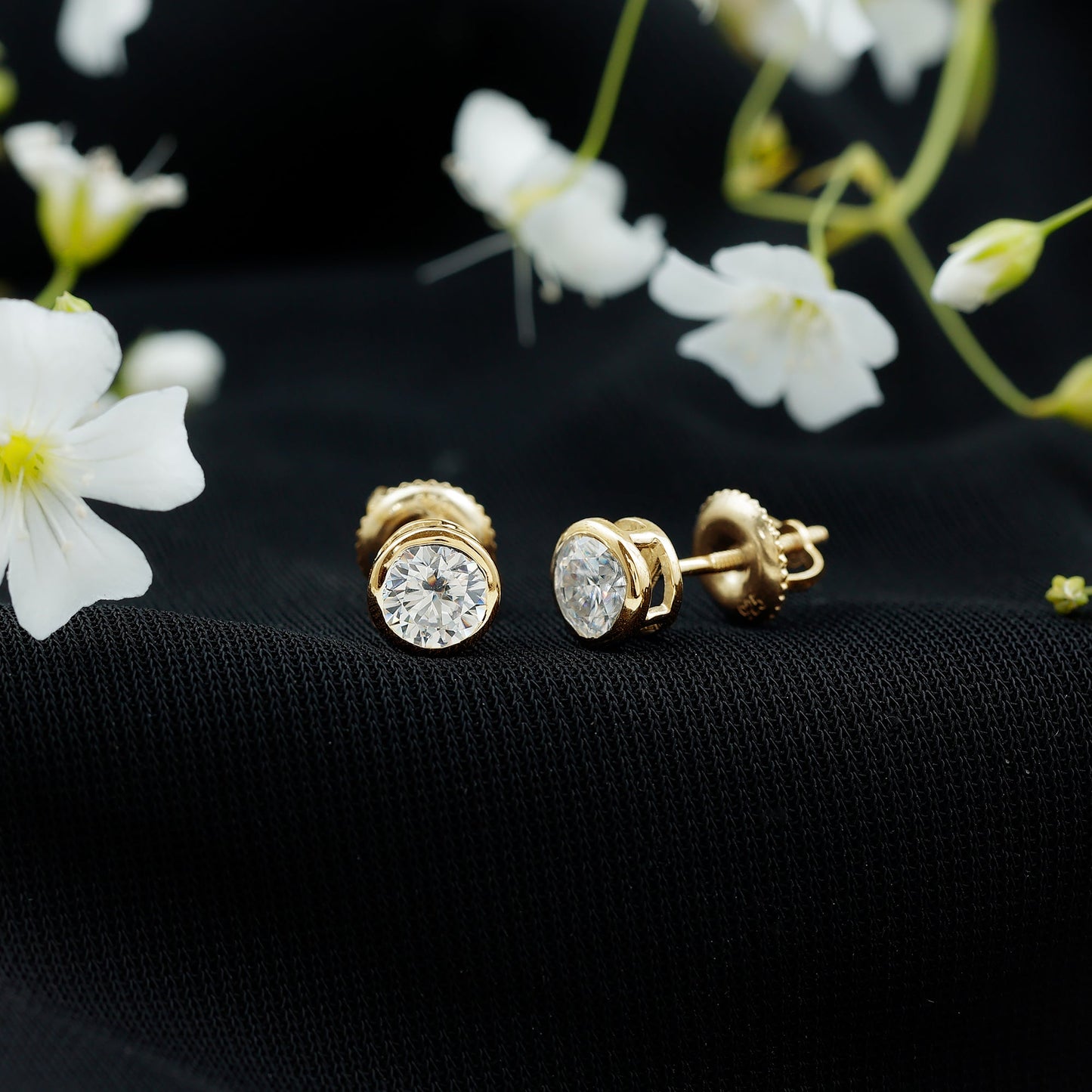 Solitaire Lab Grown Diamond Dainty Stud Earrings