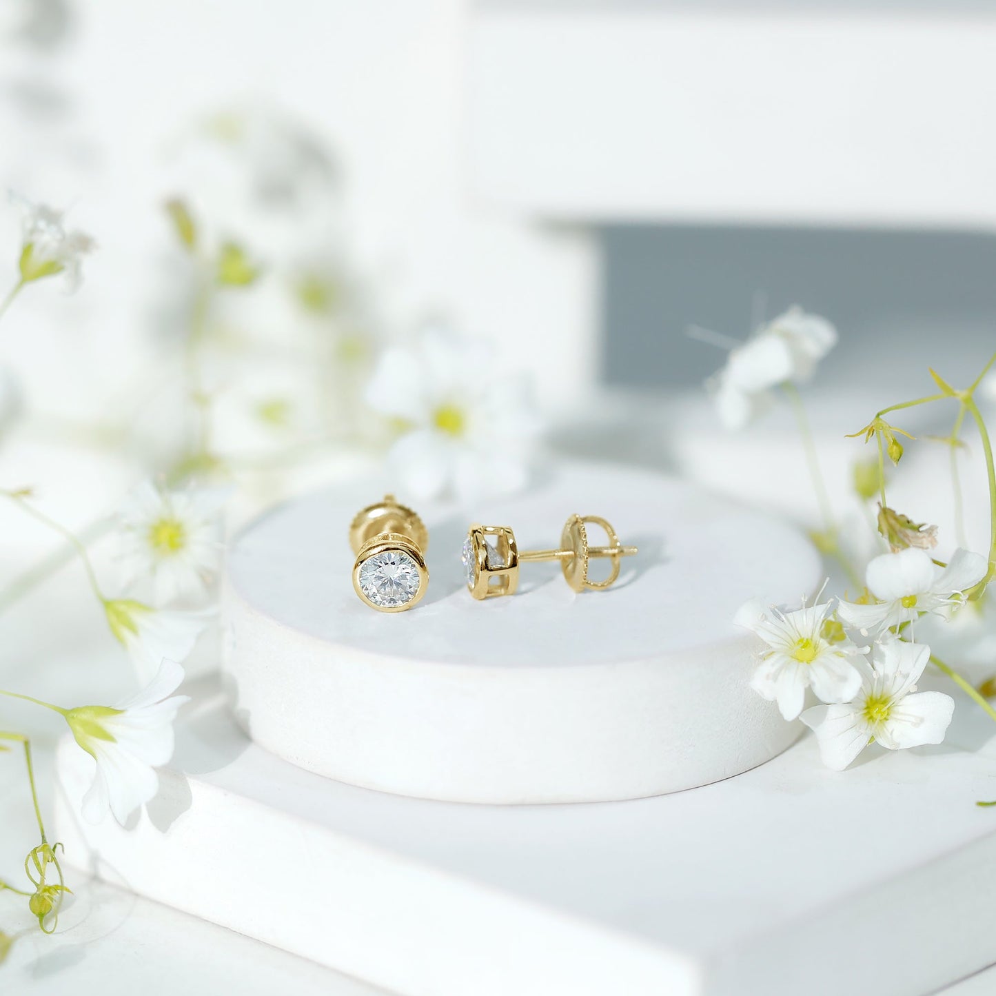 Solitaire Lab Grown Diamond Dainty Stud Earrings