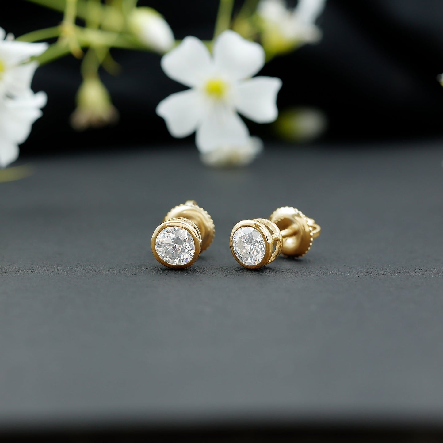 Solitaire Lab Grown Diamond Dainty Stud Earrings