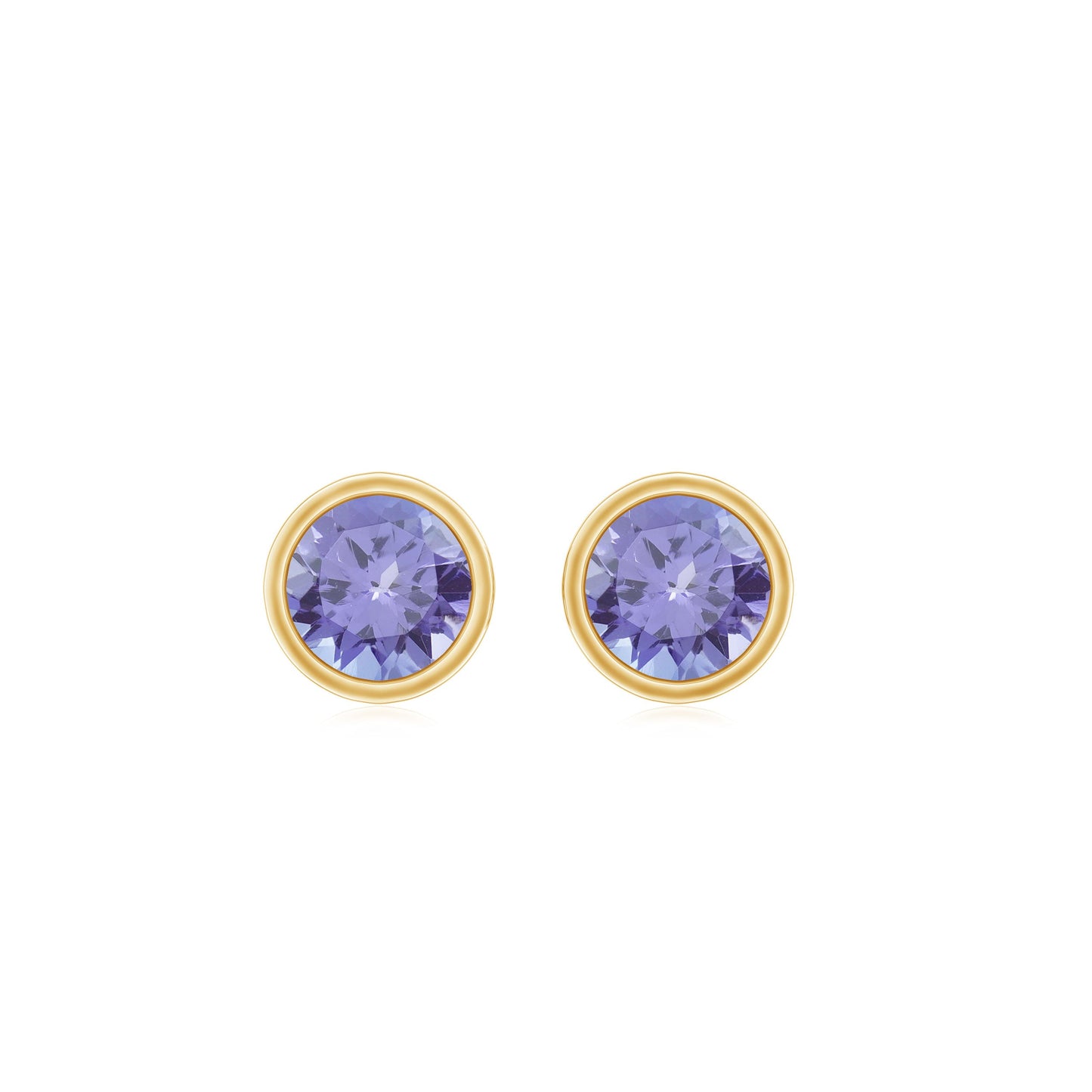 3/4 CT Blue Tanzanite Solitaire Gold Stud Earrings in Bezel Setting