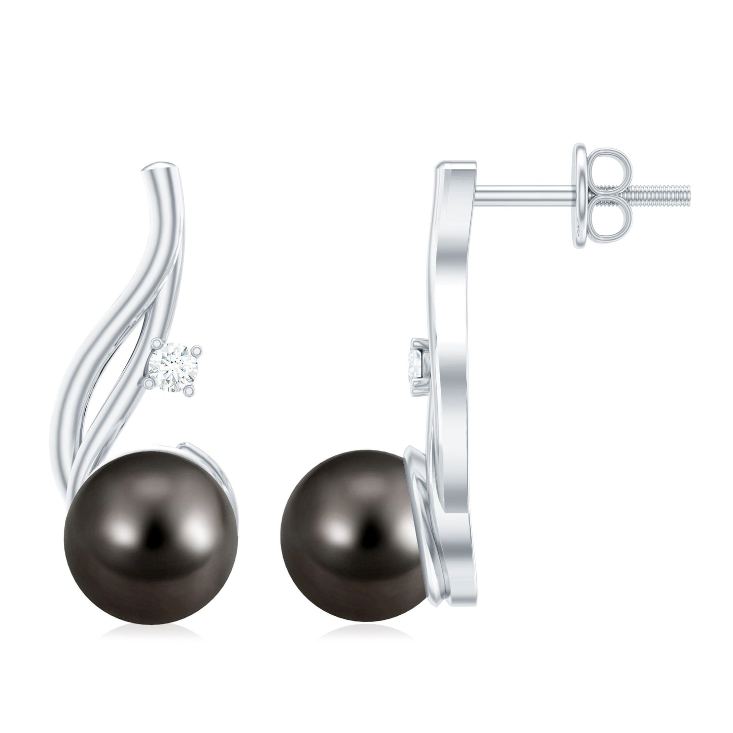 16 CT Solitaire Tahitian Pearl Drop Earrings for Women