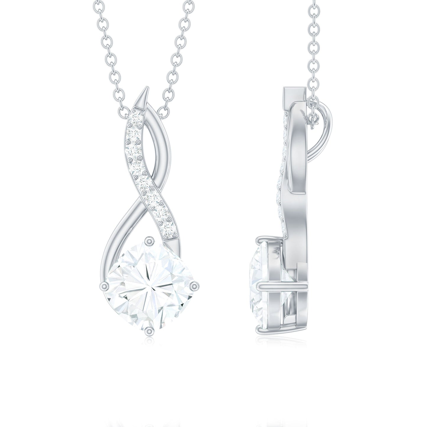 Cushion Cut Moissanite Infinity Promise Necklace With Chain