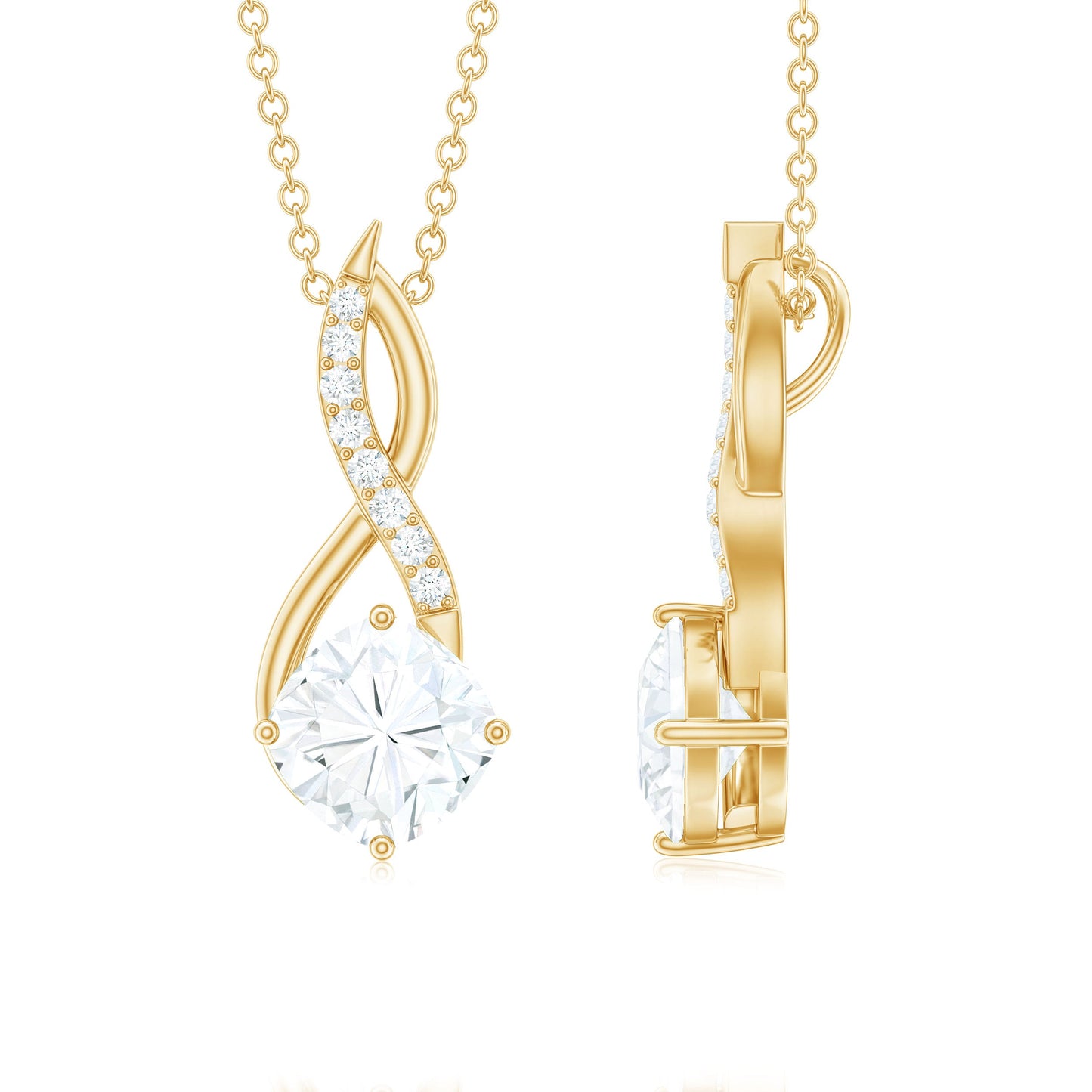 Cushion Cut Moissanite Infinity Promise Necklace With Chain