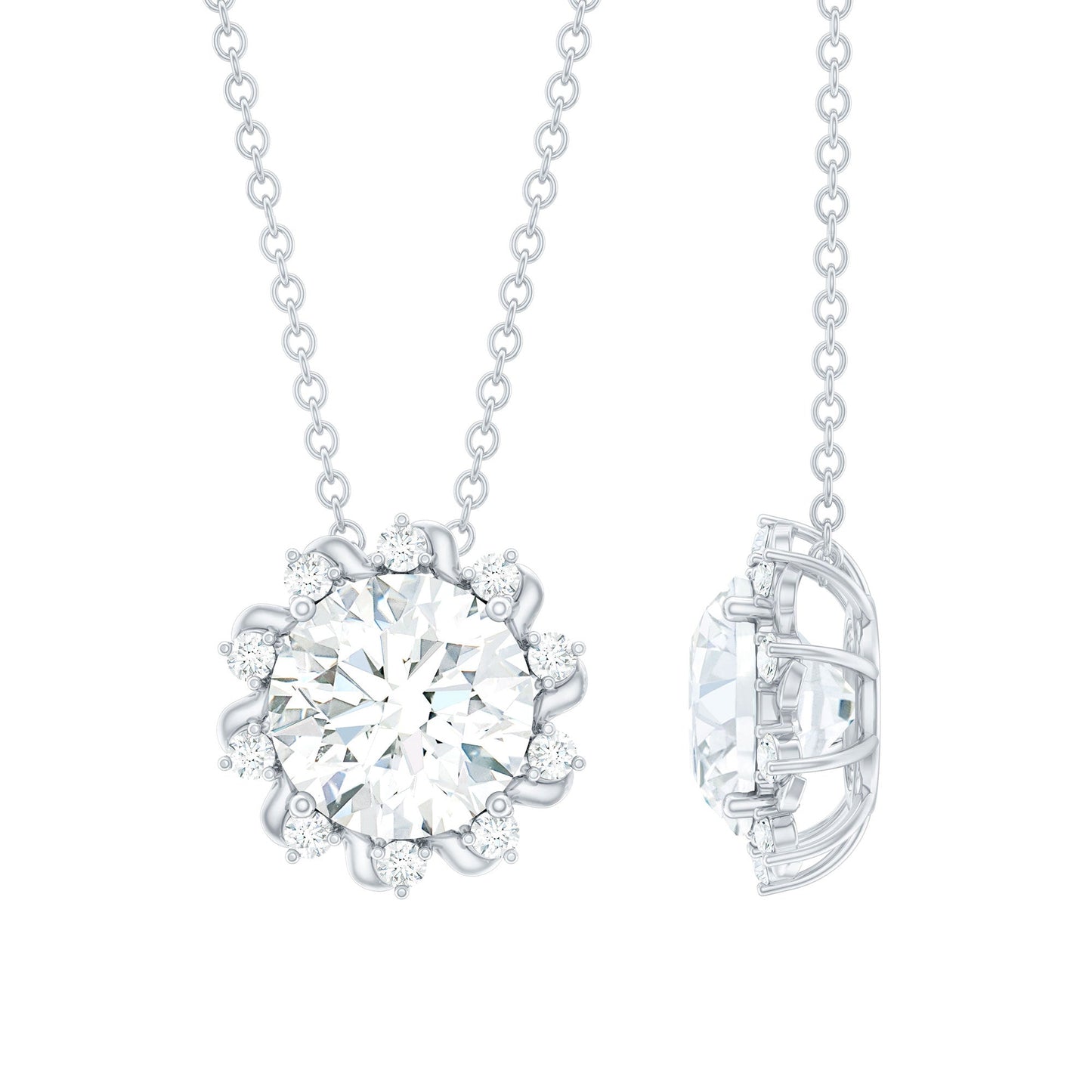 8 MM Round Cut Lab Grown Diamond Starburst Necklace