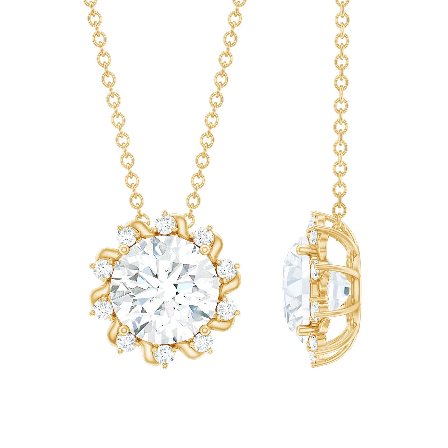8 MM Round Cut Lab Grown Diamond Starburst Necklace