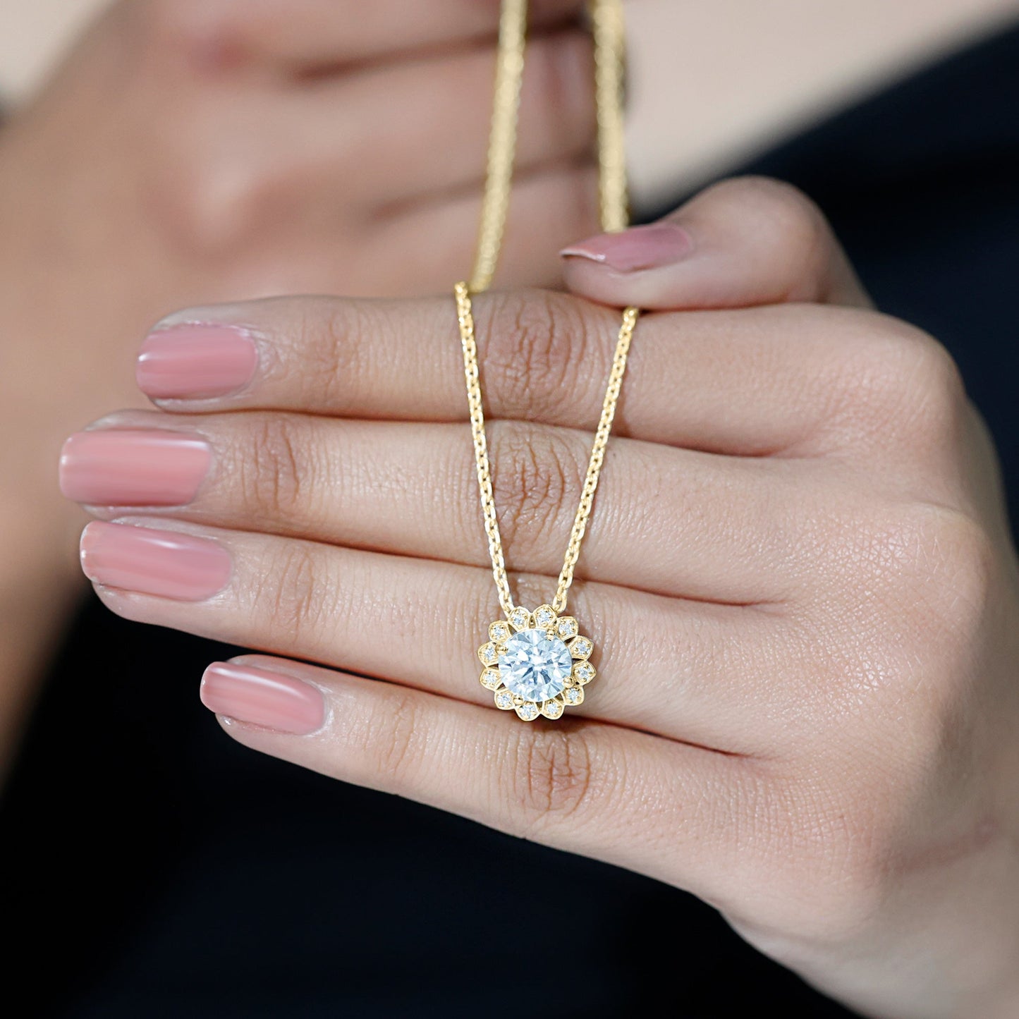Certified 8 MM Lab Grown Diamond Cocktail Necklace For Women
