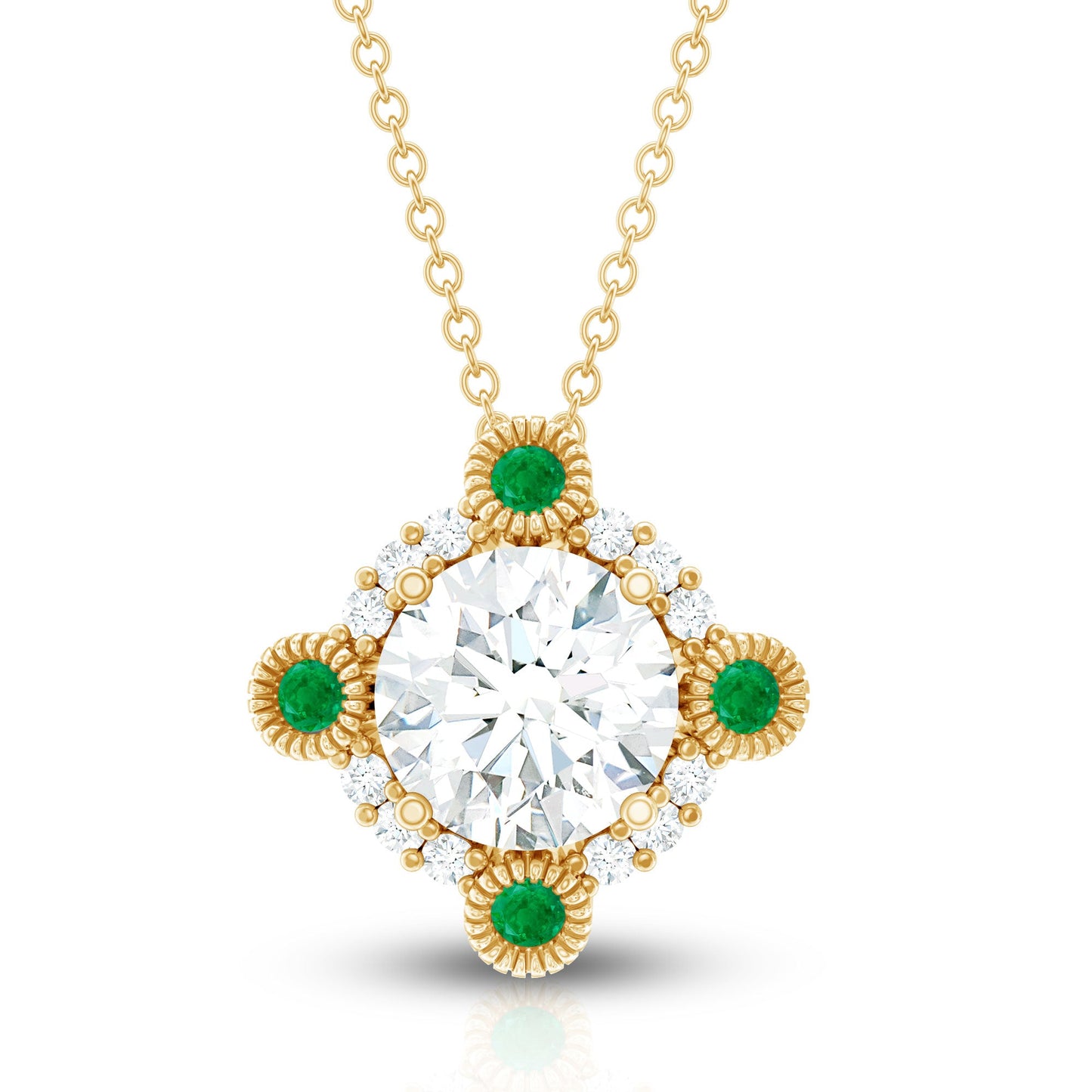 Lab Grown Diamond Bridal Necklace With Emerald