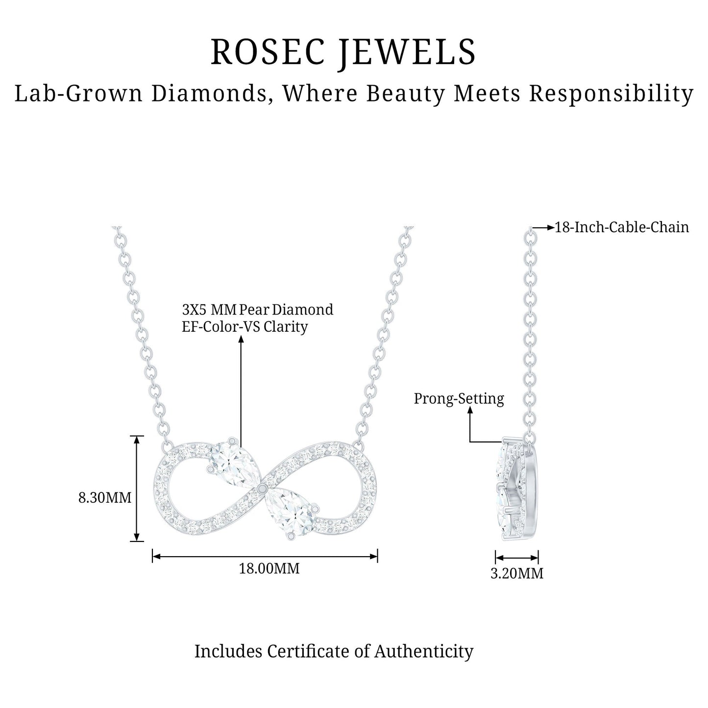 Lab Grown Diamond Forever Knot Teardrop Necklace