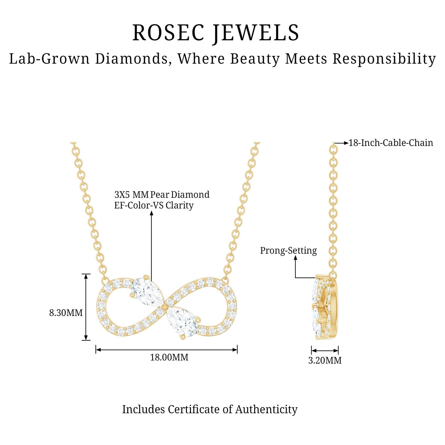 Lab Grown Diamond Forever Knot Teardrop Necklace