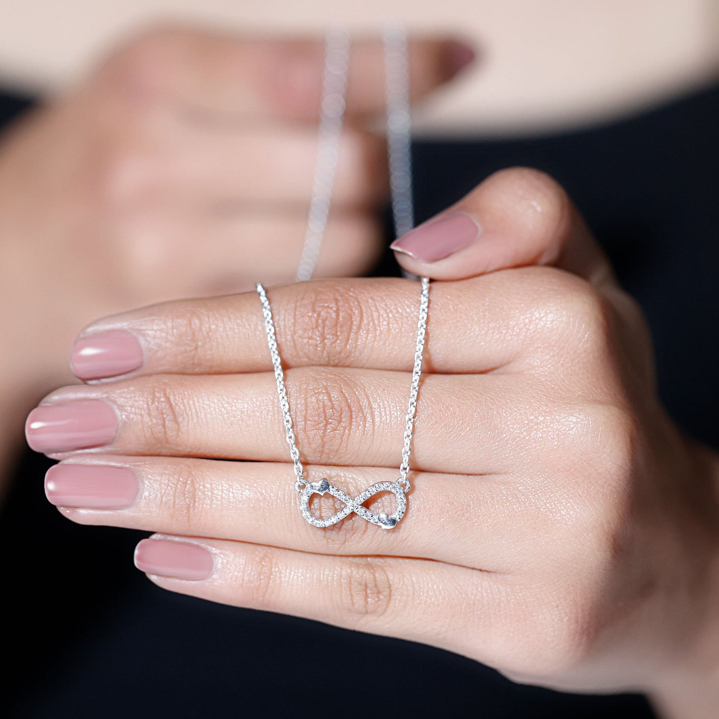 Lab Grown Diamond Infinity Knot Necklace With Cute Heart