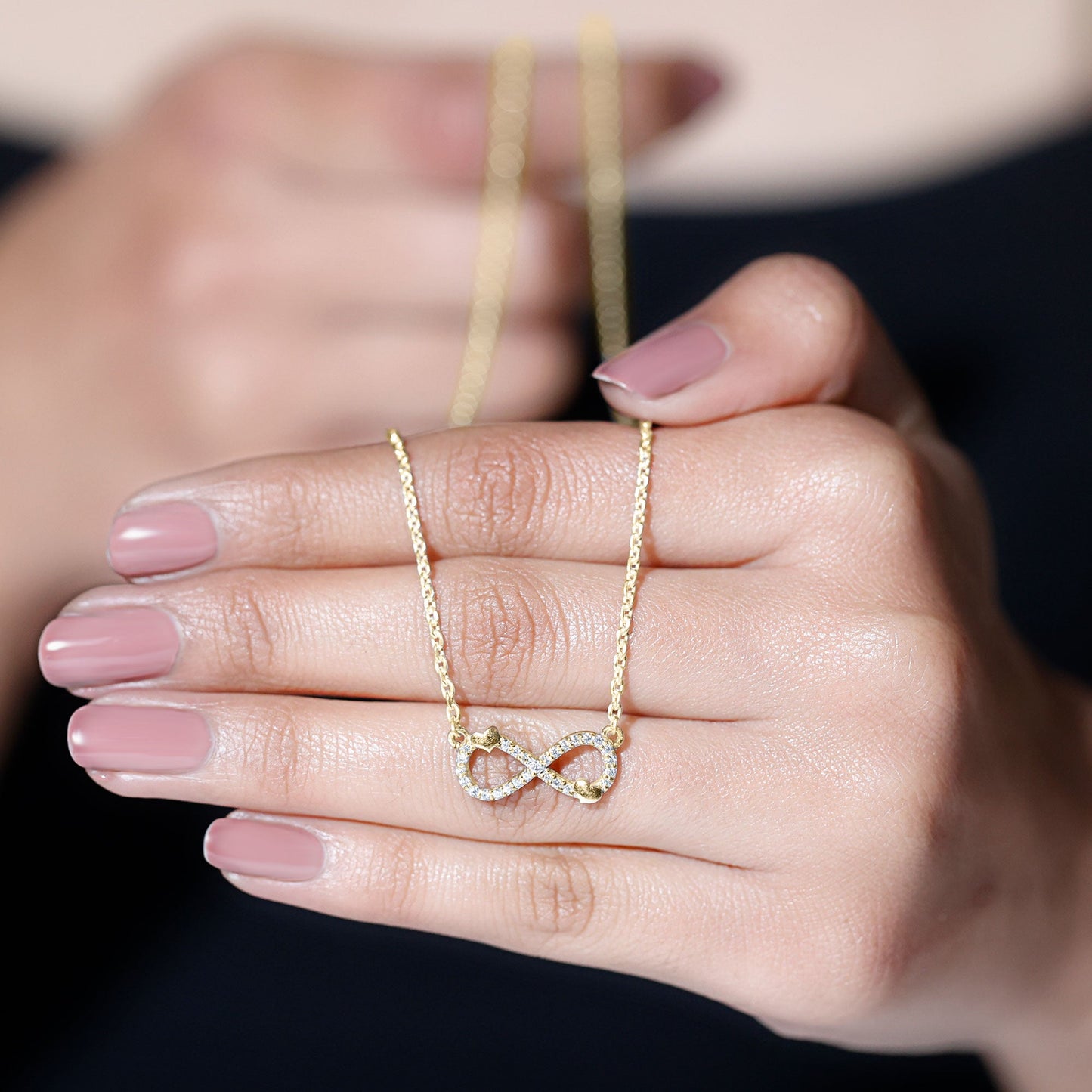 Lab Grown Diamond Infinity Knot Necklace With Cute Heart