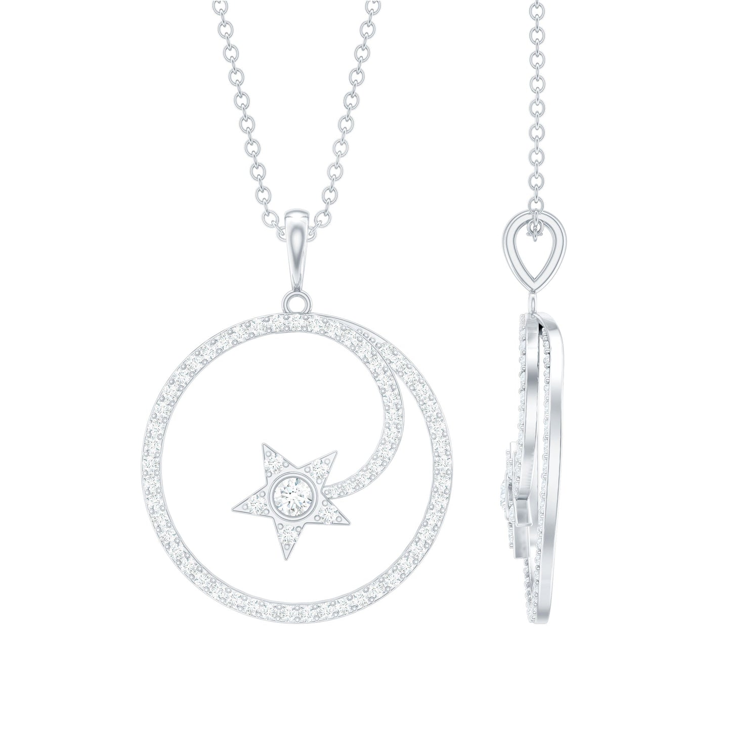 Certified Lab Grown Diamond Open Circle Necklace With Star