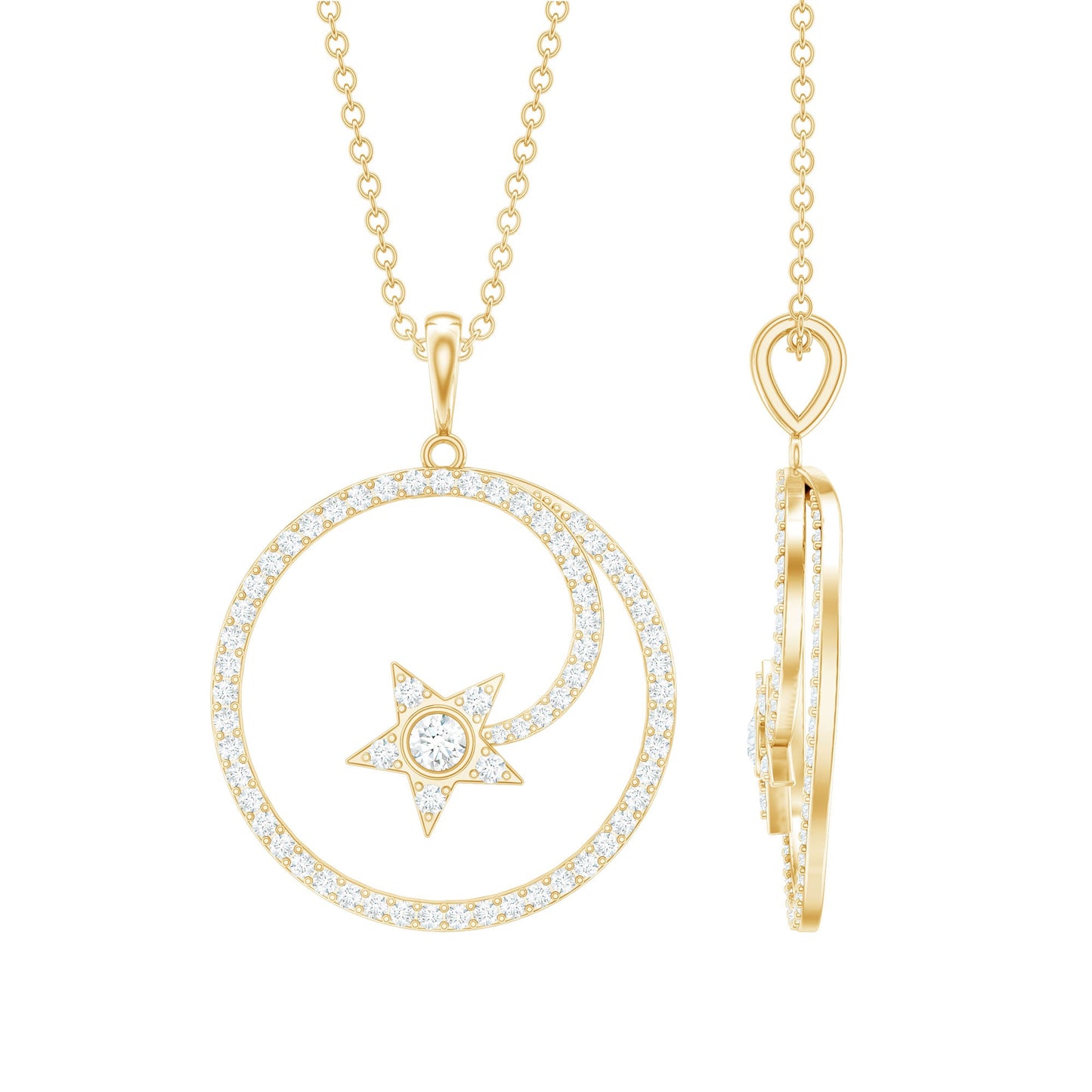 Certified Lab Grown Diamond Open Circle Necklace With Star