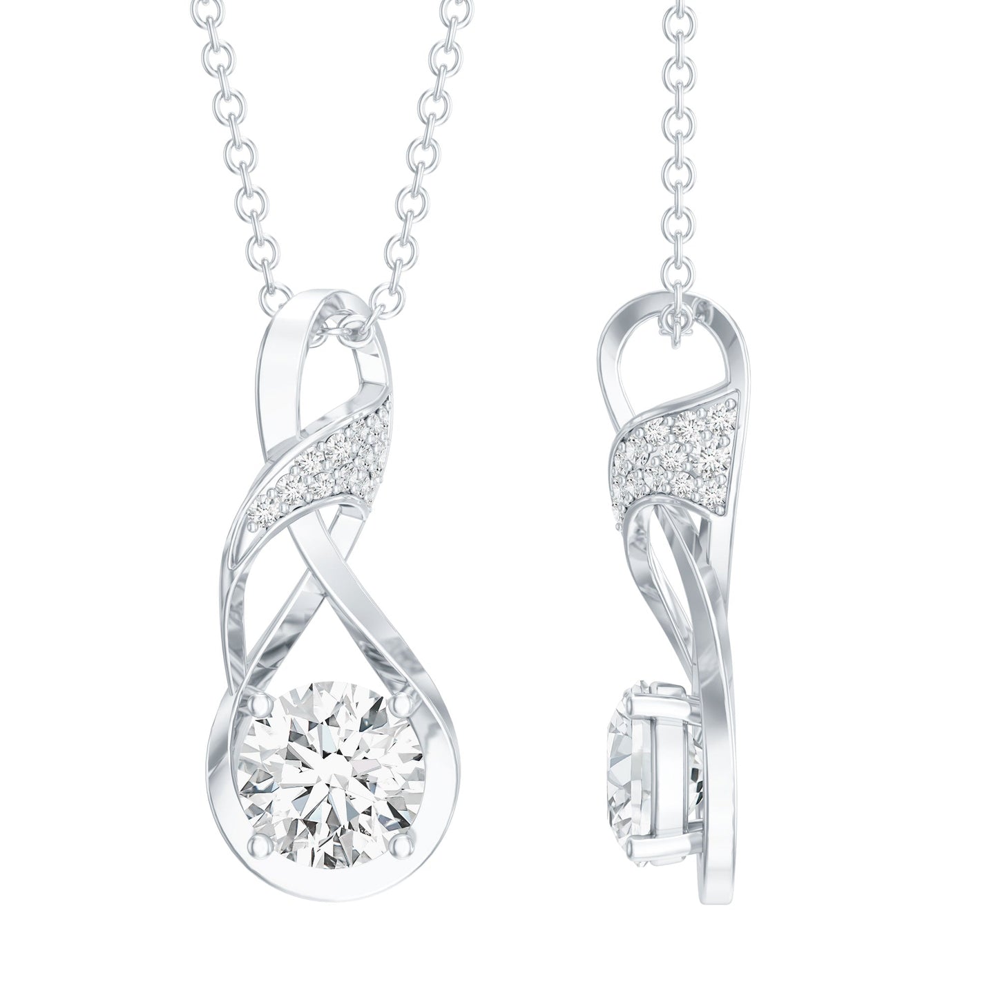 Certified Lab 6 MM Round Diamond Infinity Pendant Necklace