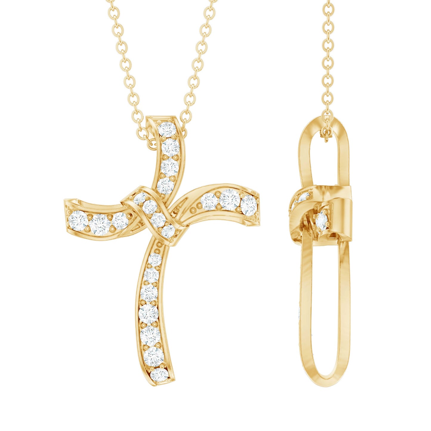 Certified Lab Grown Diamond Catholic Cross Pendant