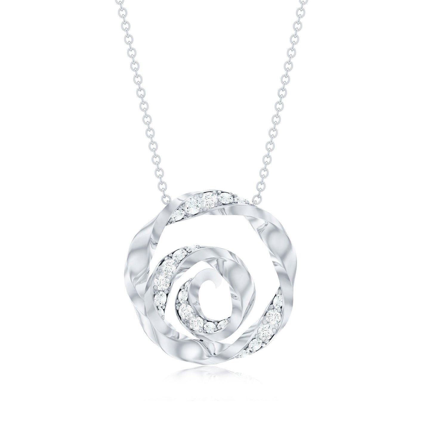 Lab Grown Diamond Pave Set Swirl Pendant Necklace