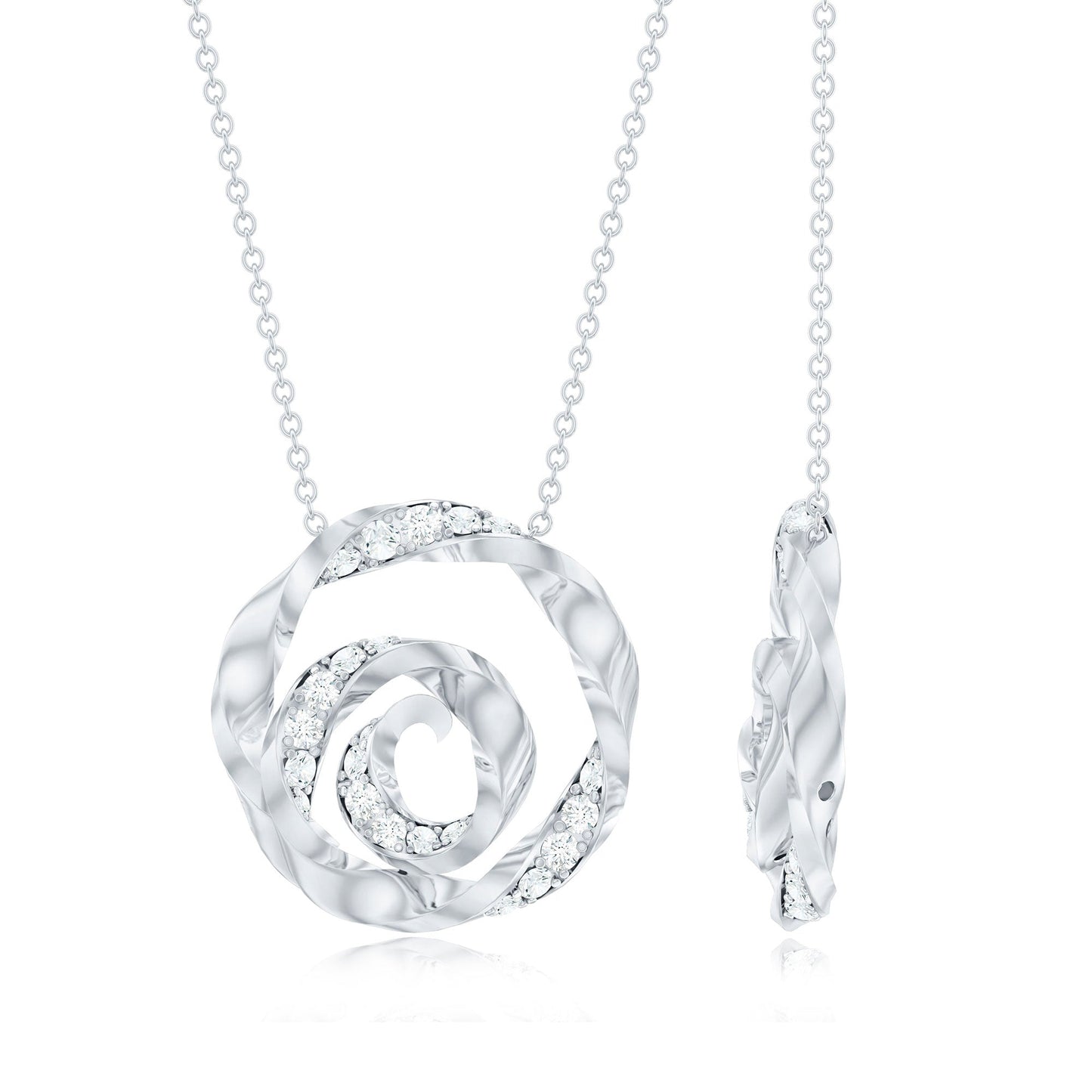 Lab Grown Diamond Pave Set Swirl Pendant Necklace