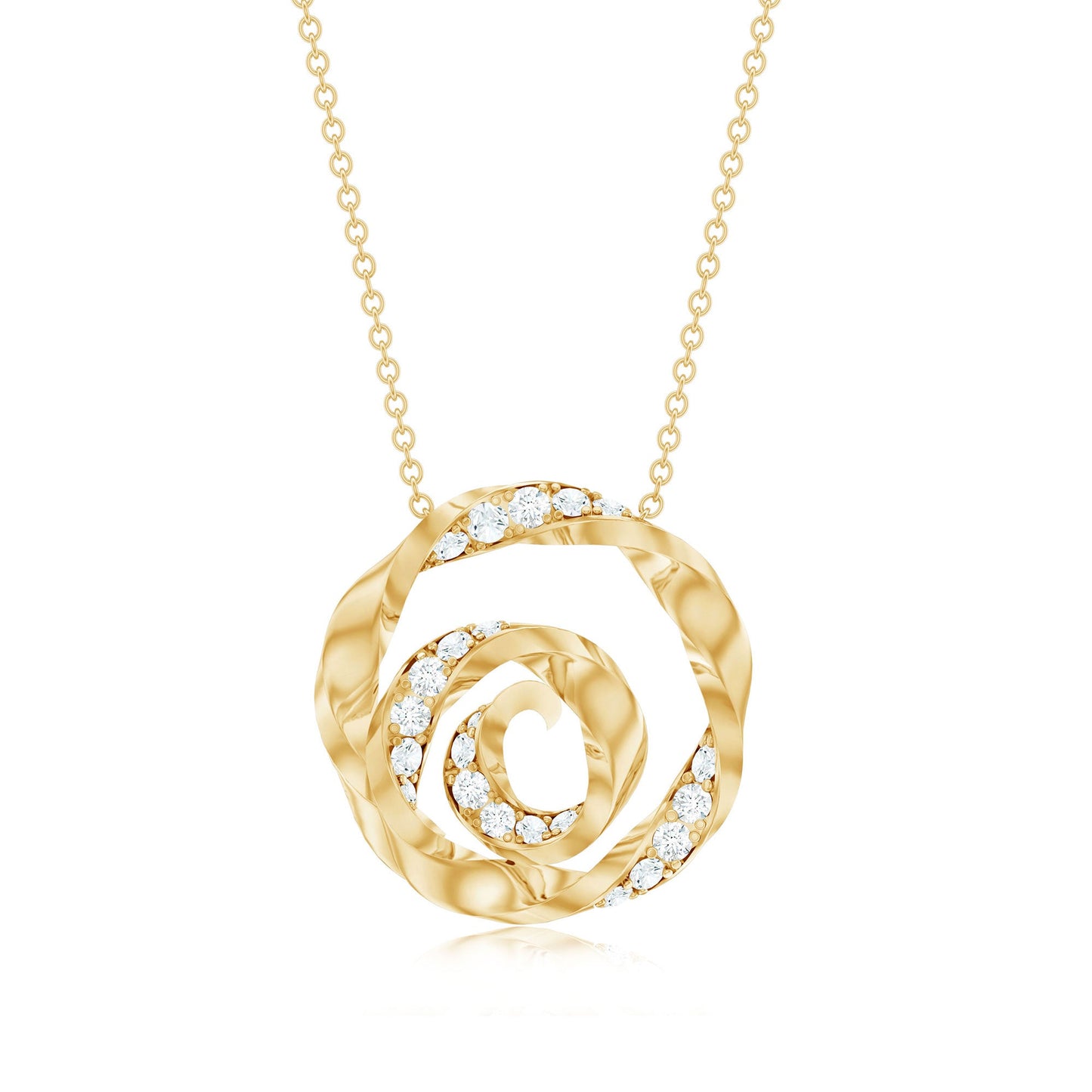 Lab Grown Diamond Pave Set Swirl Pendant Necklace
