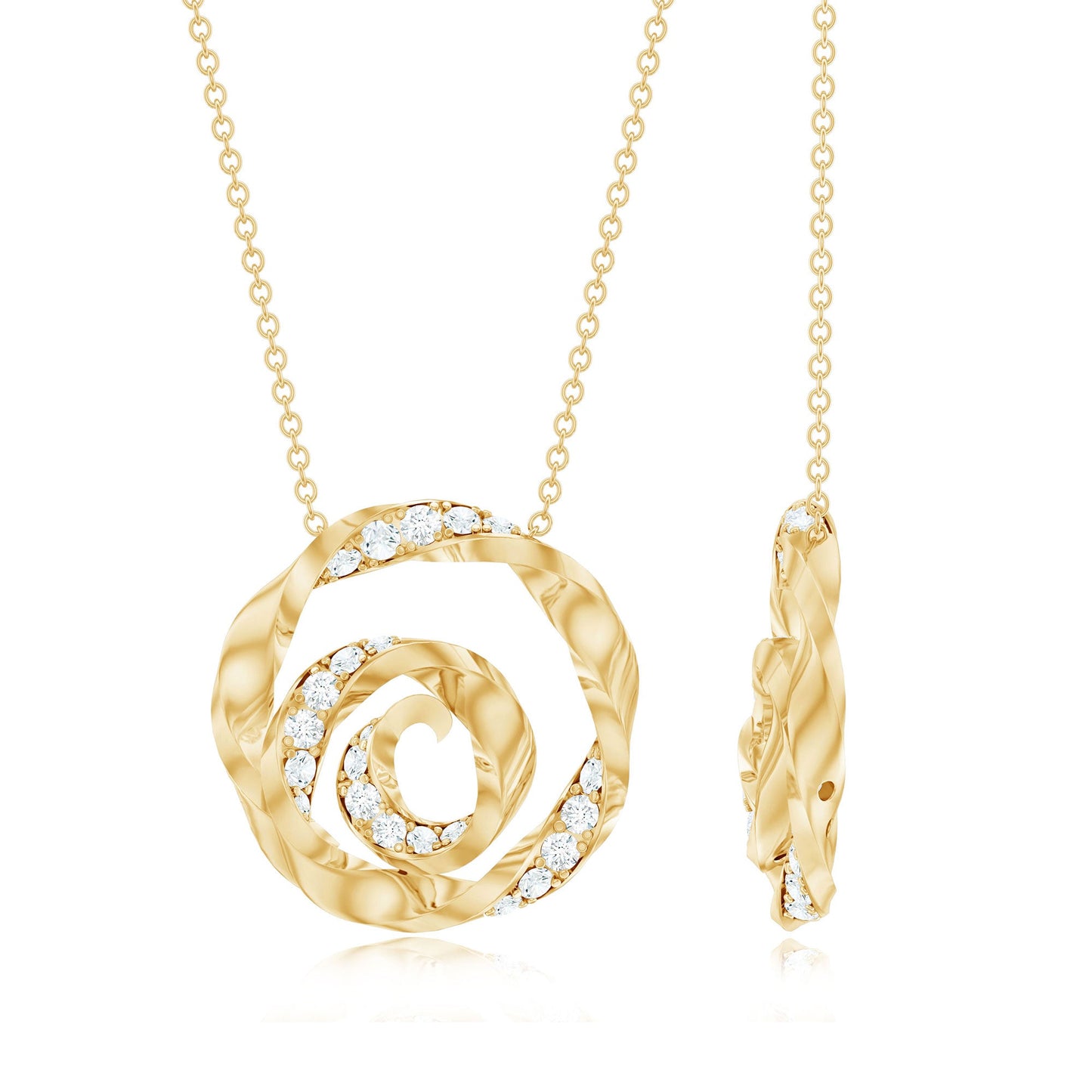 Lab Grown Diamond Pave Set Swirl Pendant Necklace