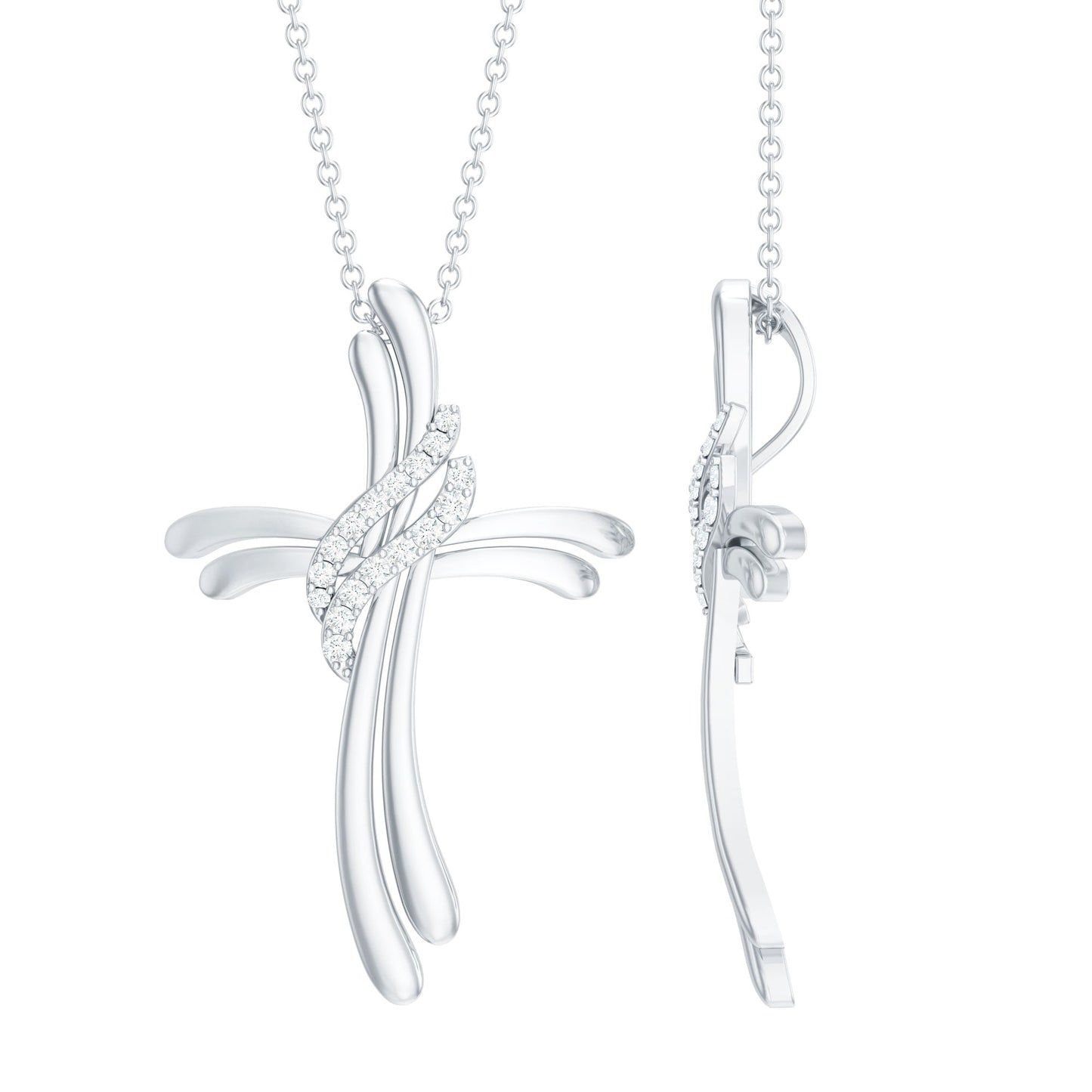 Lab Grown Diamond Designer Catholic Cross Necklace