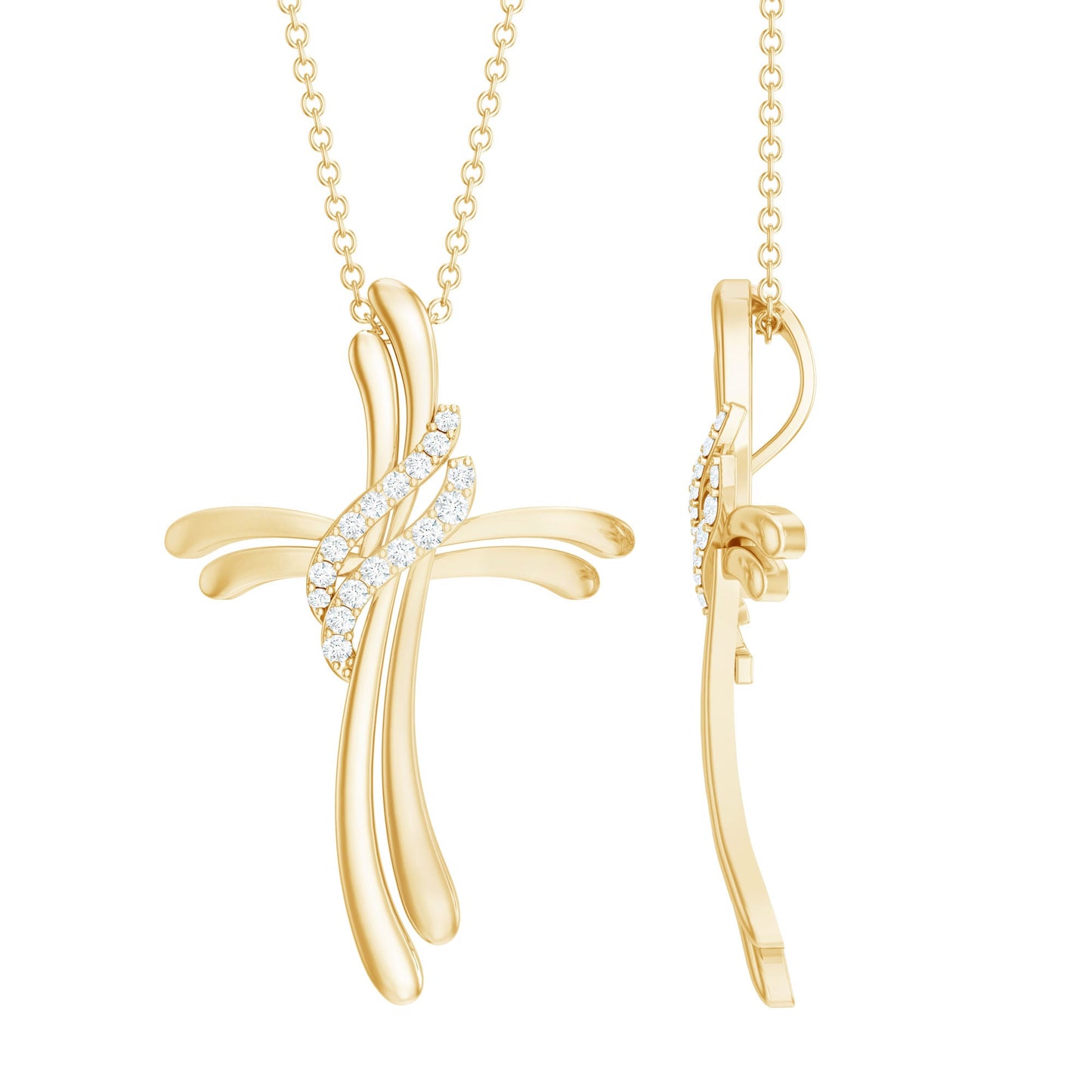Lab Grown Diamond Designer Catholic Cross Necklace