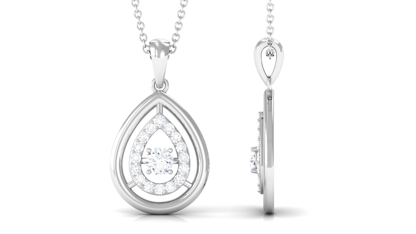 Certified Moissanite Teardrop Pendant with Halo