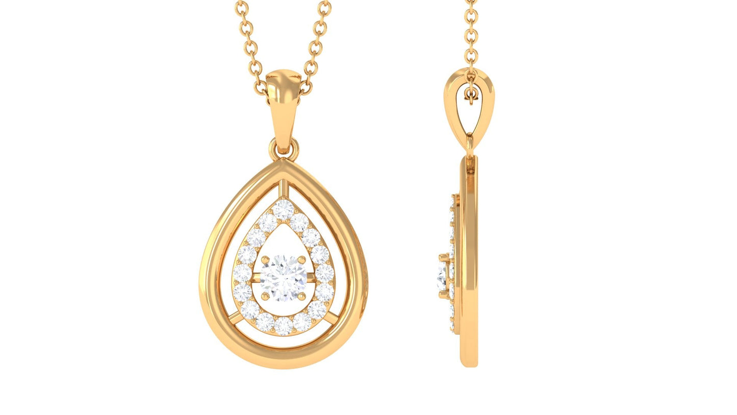 Certified Moissanite Teardrop Pendant with Halo