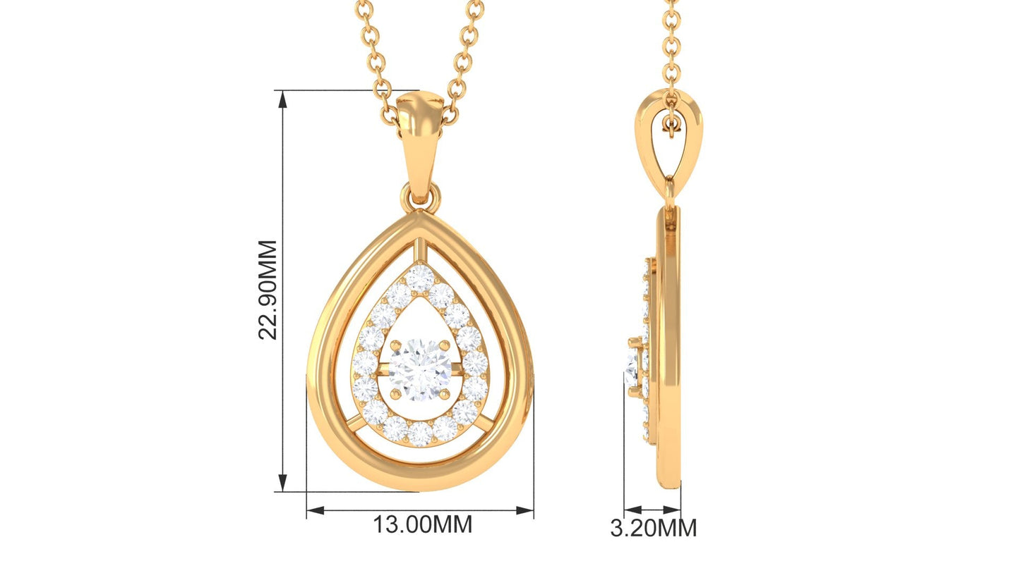 Certified Moissanite Teardrop Pendant with Halo