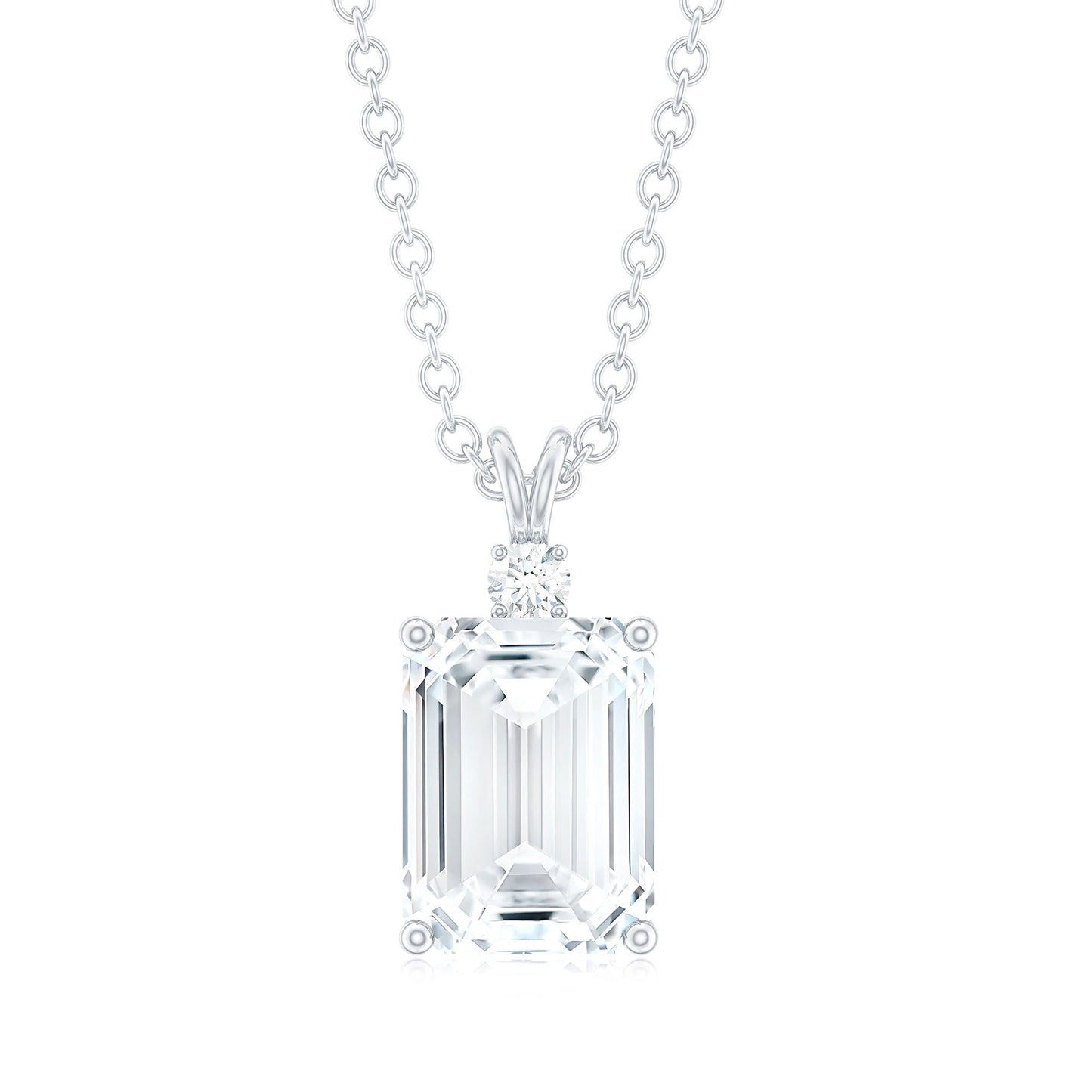 Emerald Cut Moissanite Solitaire Pendant Necklace