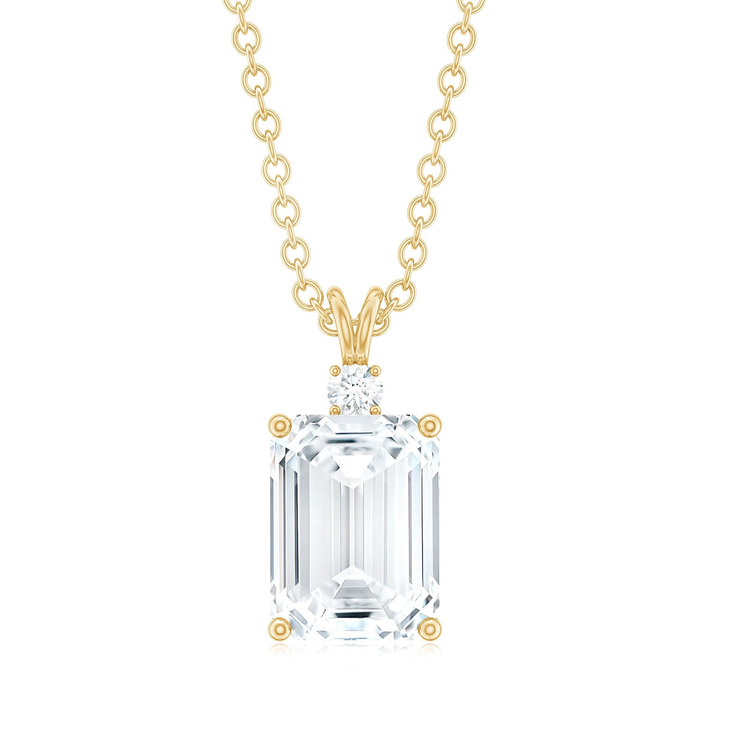 Emerald Cut Moissanite Solitaire Pendant Necklace
