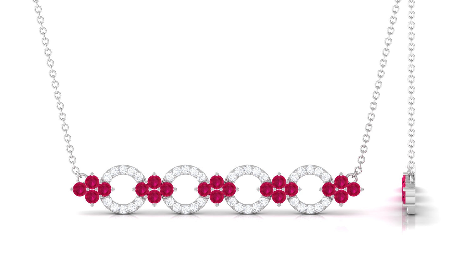1.75 CT Ruby and Diamond Bridal Bar Necklace