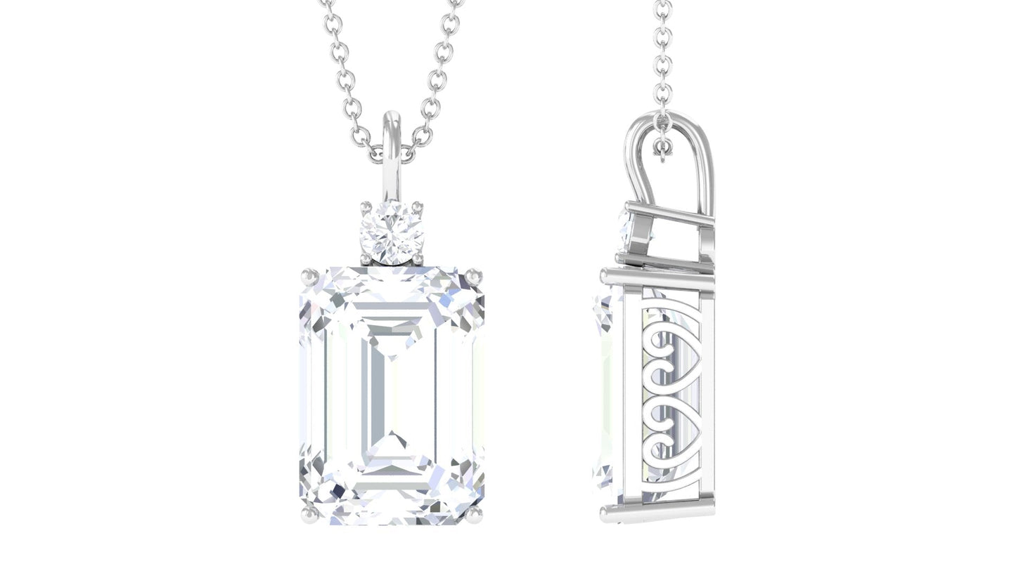 Certified 4.5 Carat Emerald Cut Moissanite Pendant for Women