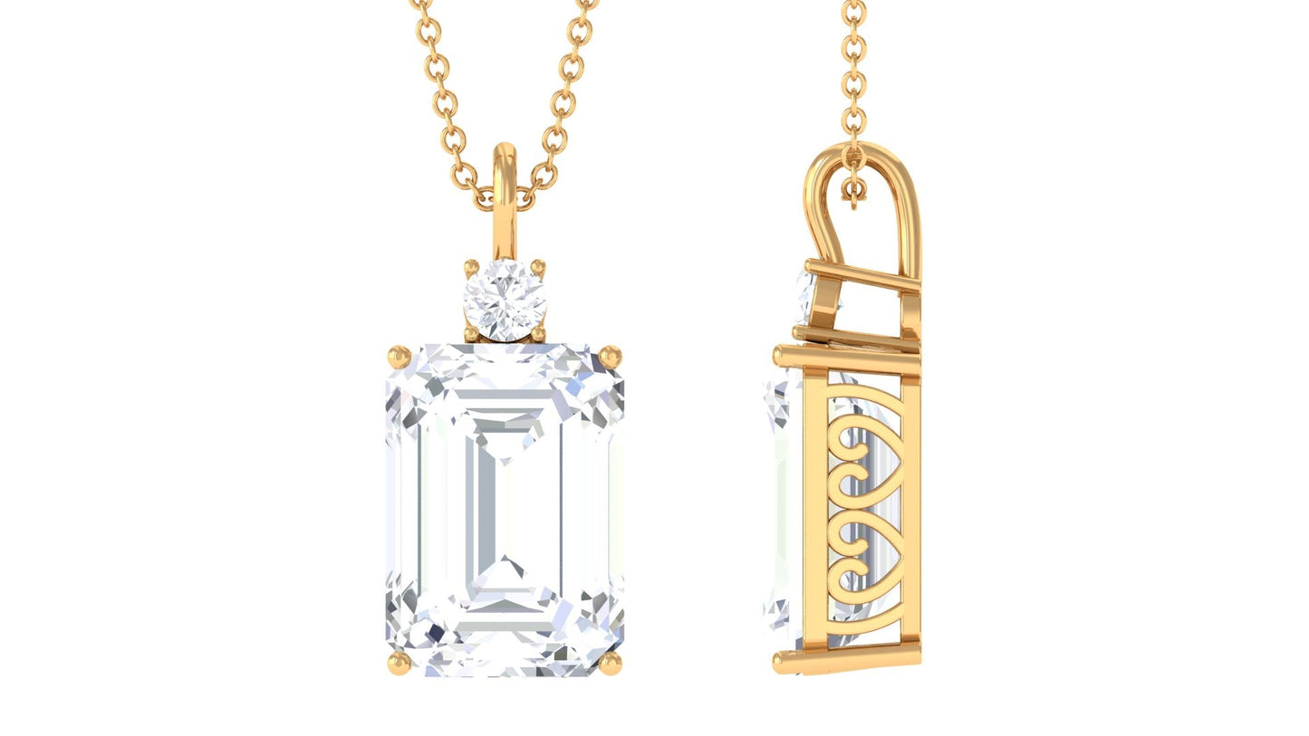 Certified 4.5 Carat Emerald Cut Moissanite Pendant for Women