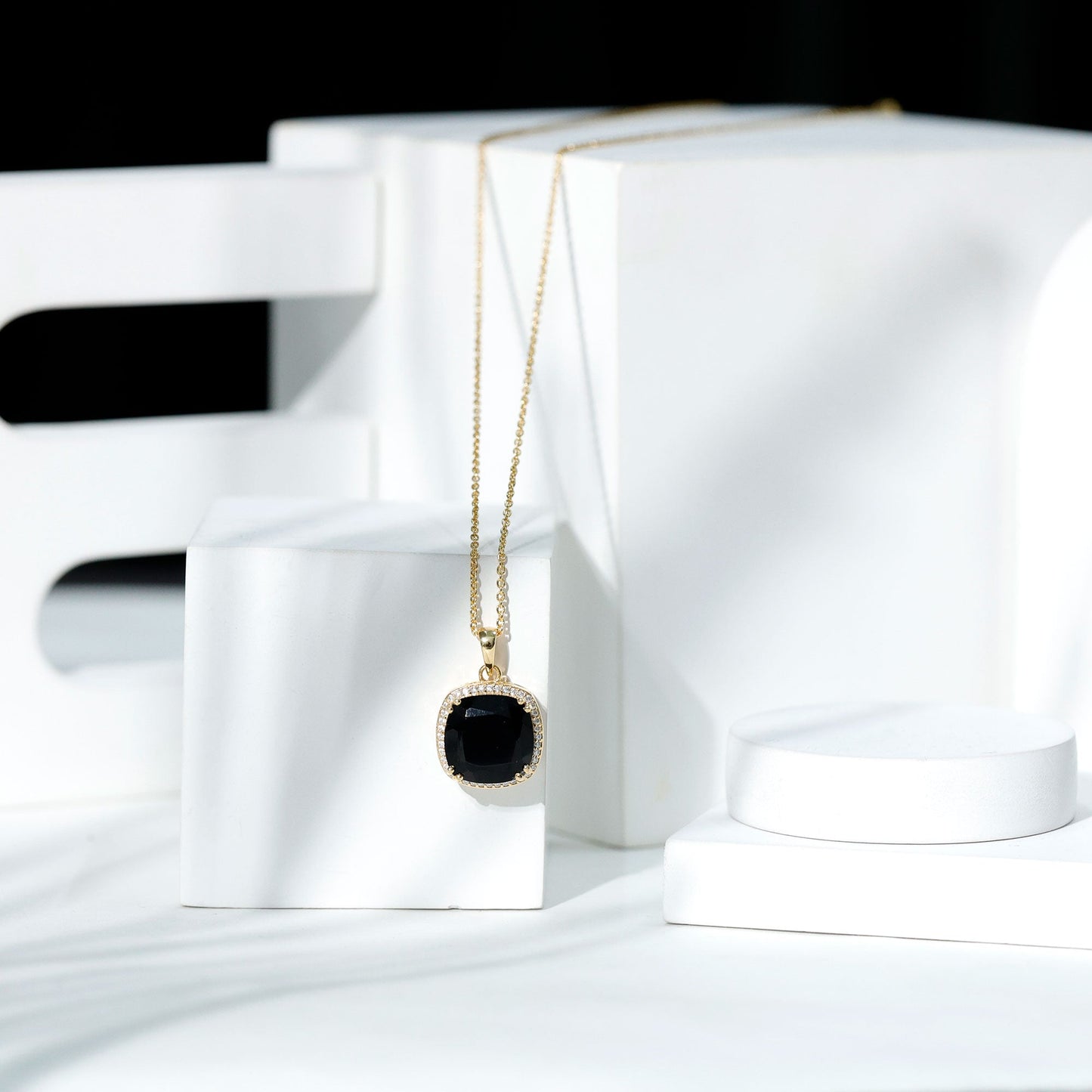 Lab Grown 12MM Black Diamond Cocktail Necklace With Chain