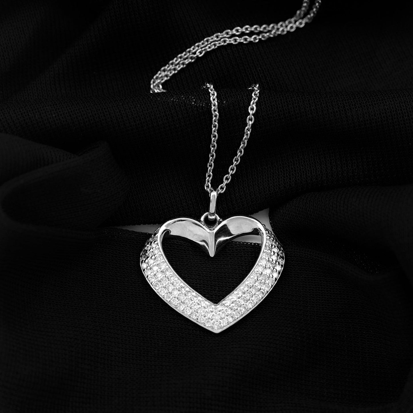 Pave Set Lab Grown Diamond Heart Necklace For Women