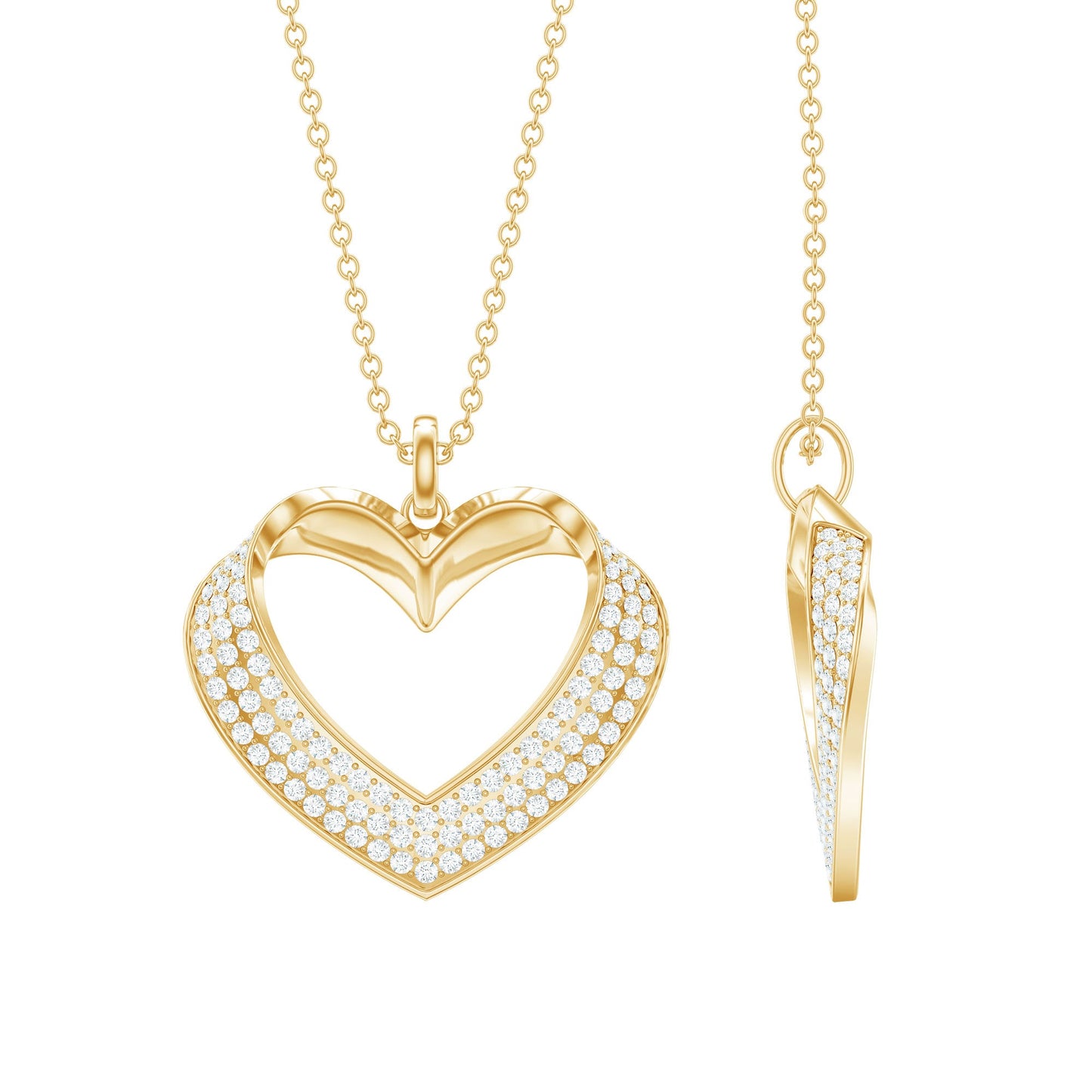 Pave Set Lab Grown Diamond Heart Necklace For Women