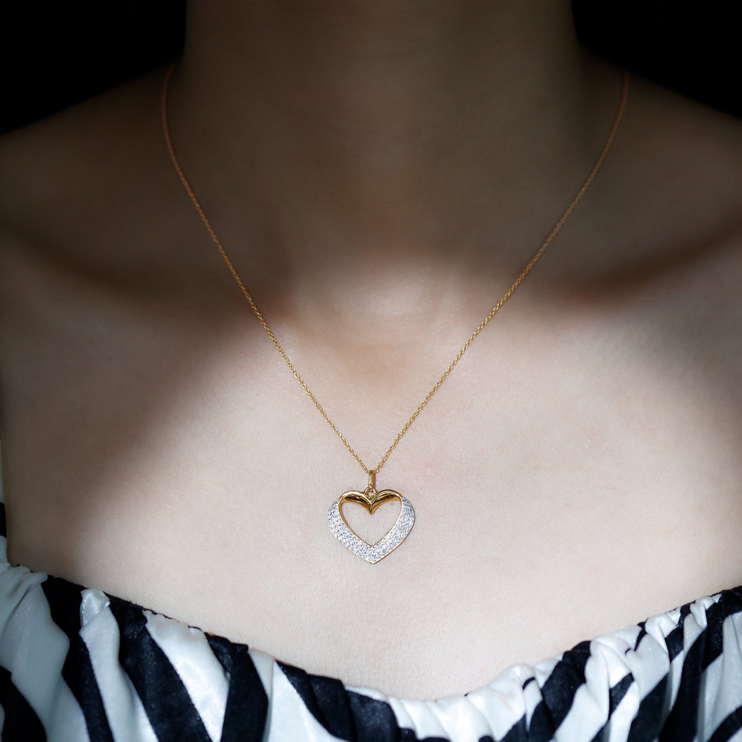 Pave Set Lab Grown Diamond Heart Necklace For Women