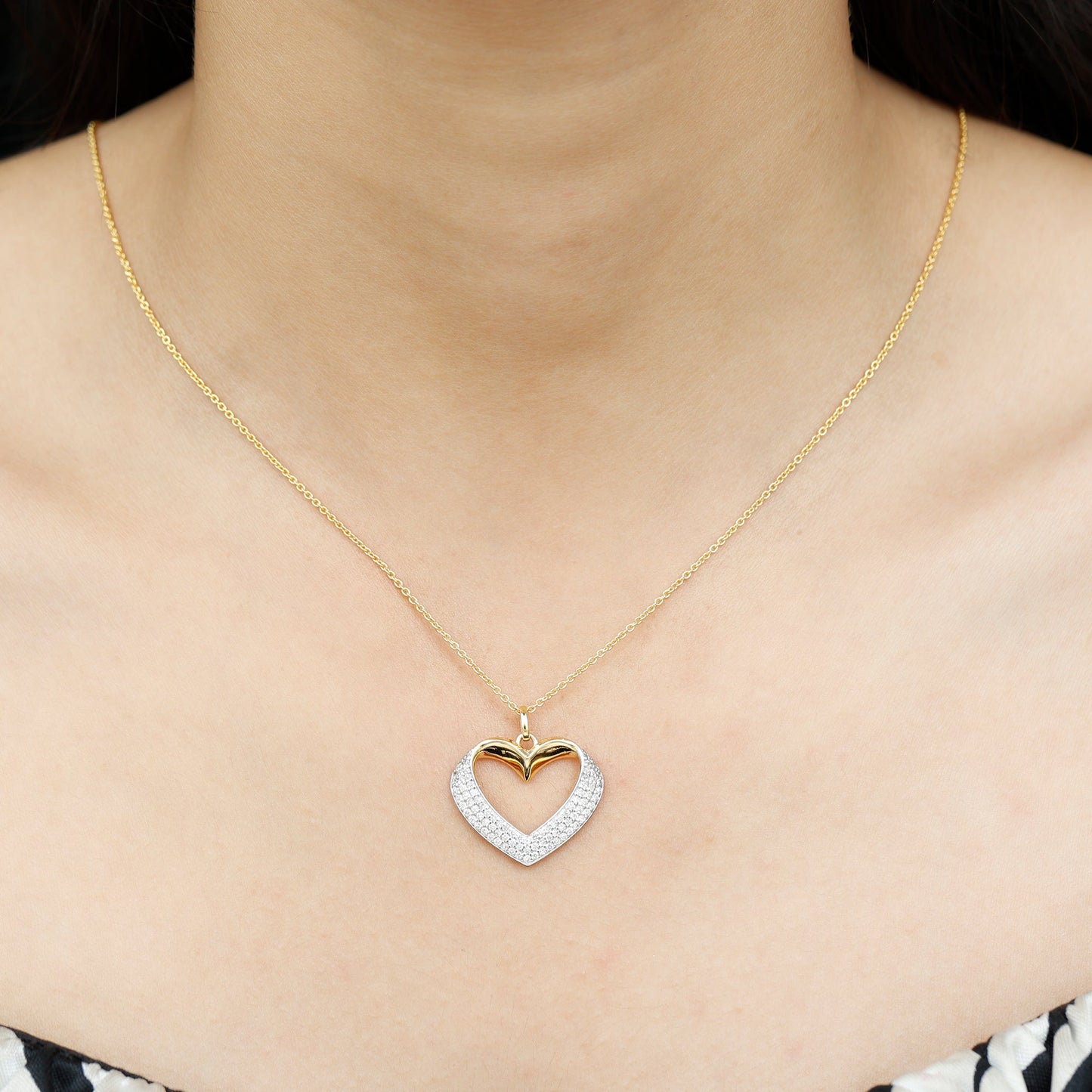 Pave Set Lab Grown Diamond Heart Necklace For Women