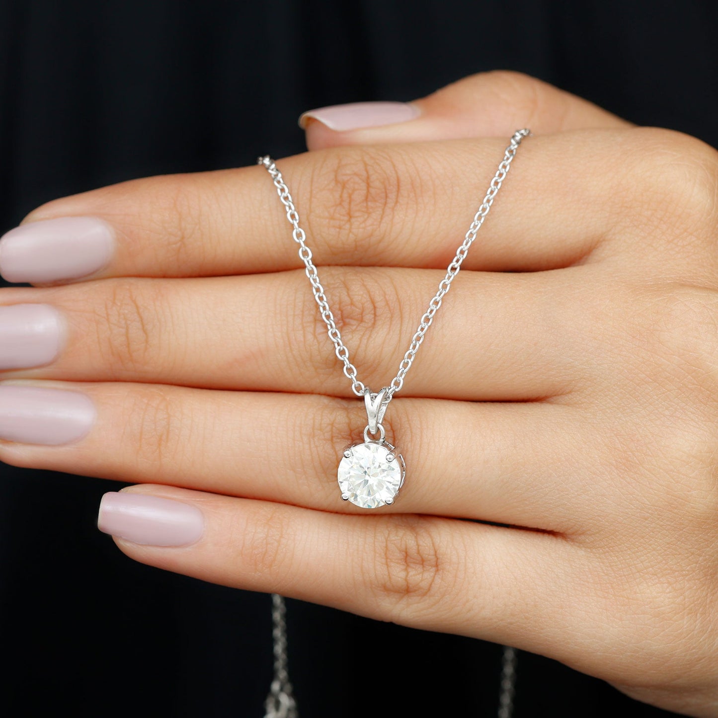 Certified Brilliant Cut Lab Grown 2 Carat Diamond Solitaire Necklace
