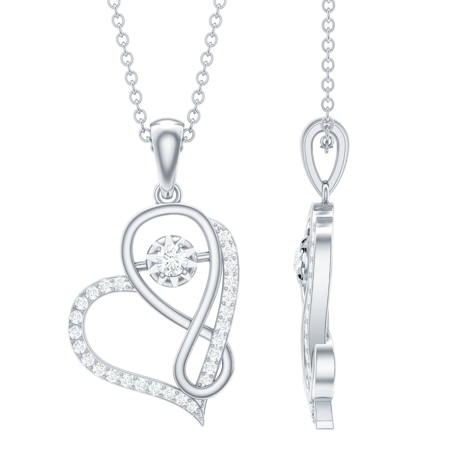 Lab Diamond Infinity Heart Necklace With Certificate