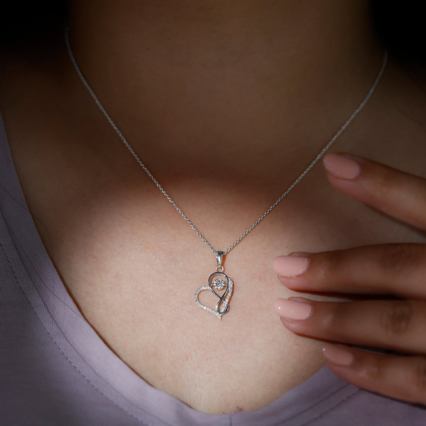 Lab Diamond Infinity Heart Necklace With Certificate