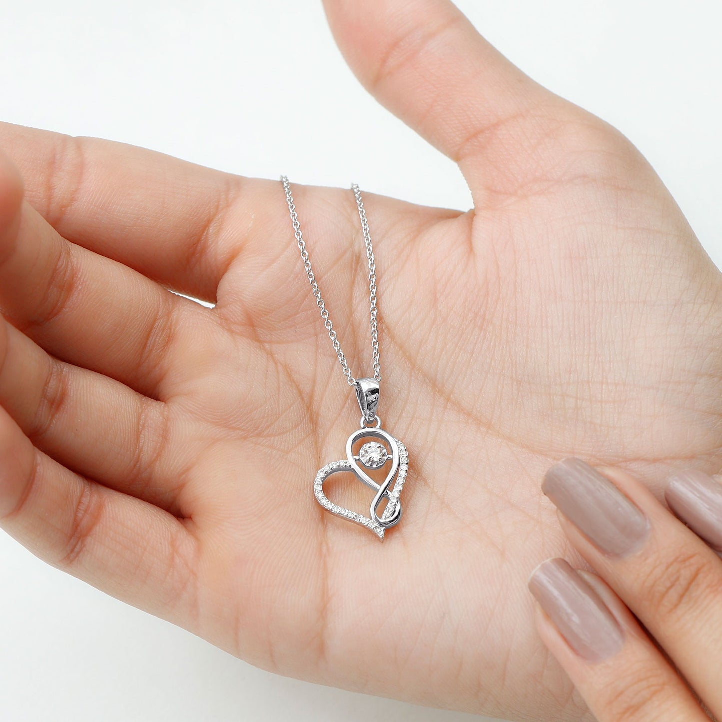 Lab Diamond Infinity Heart Necklace With Certificate