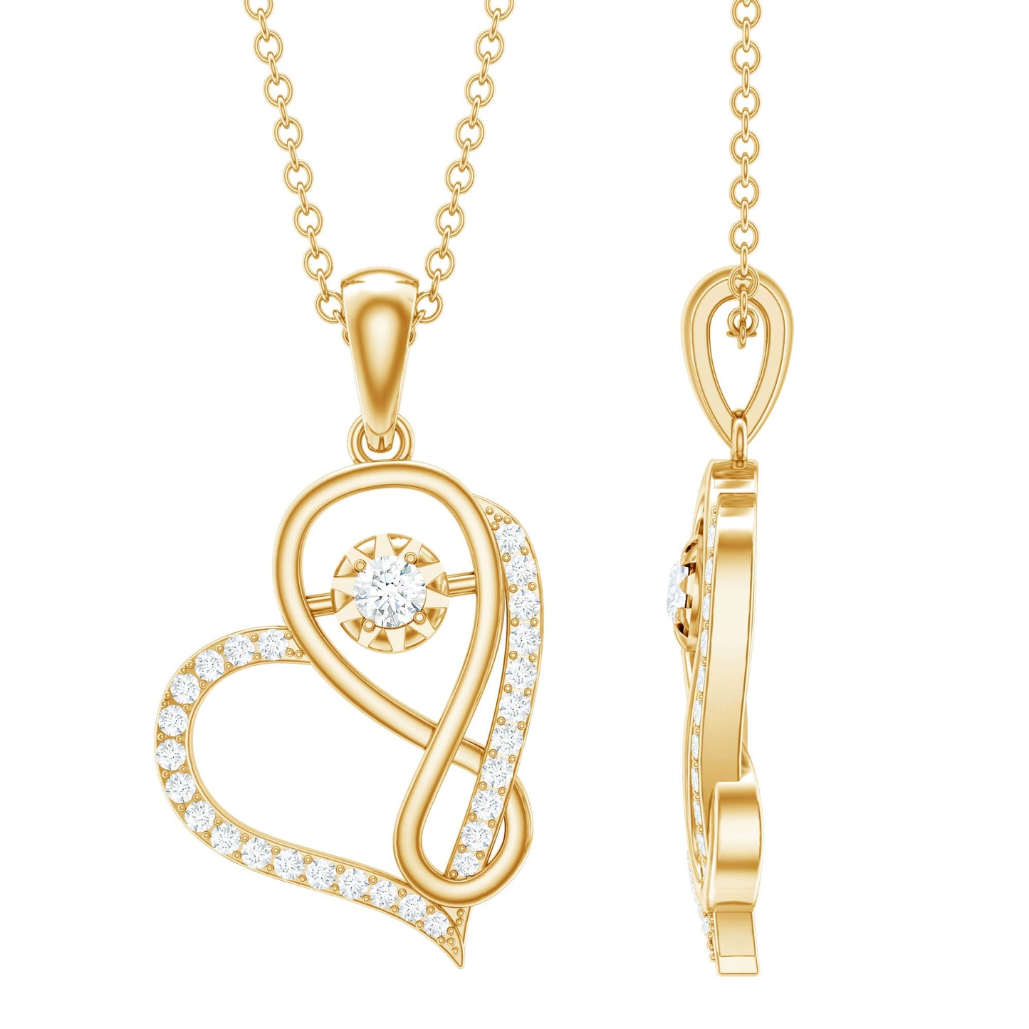 Lab Diamond Infinity Heart Necklace With Certificate