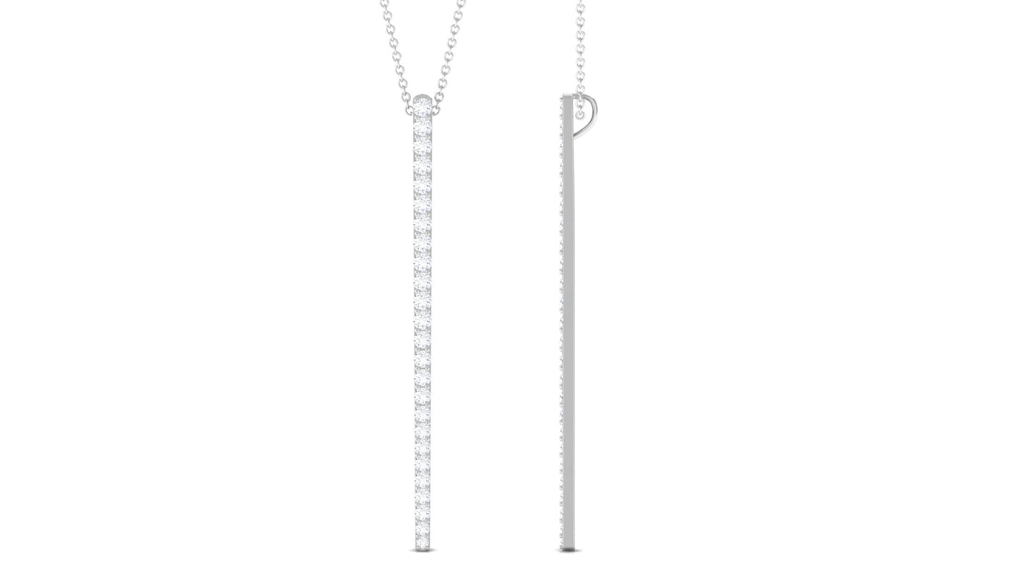1.25 CT Certified Moissanite Bar Dangle Pendant