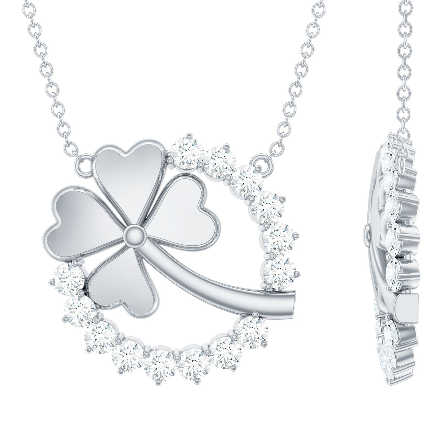 Certified Diamond Lucky 4 Leaf Necklace
